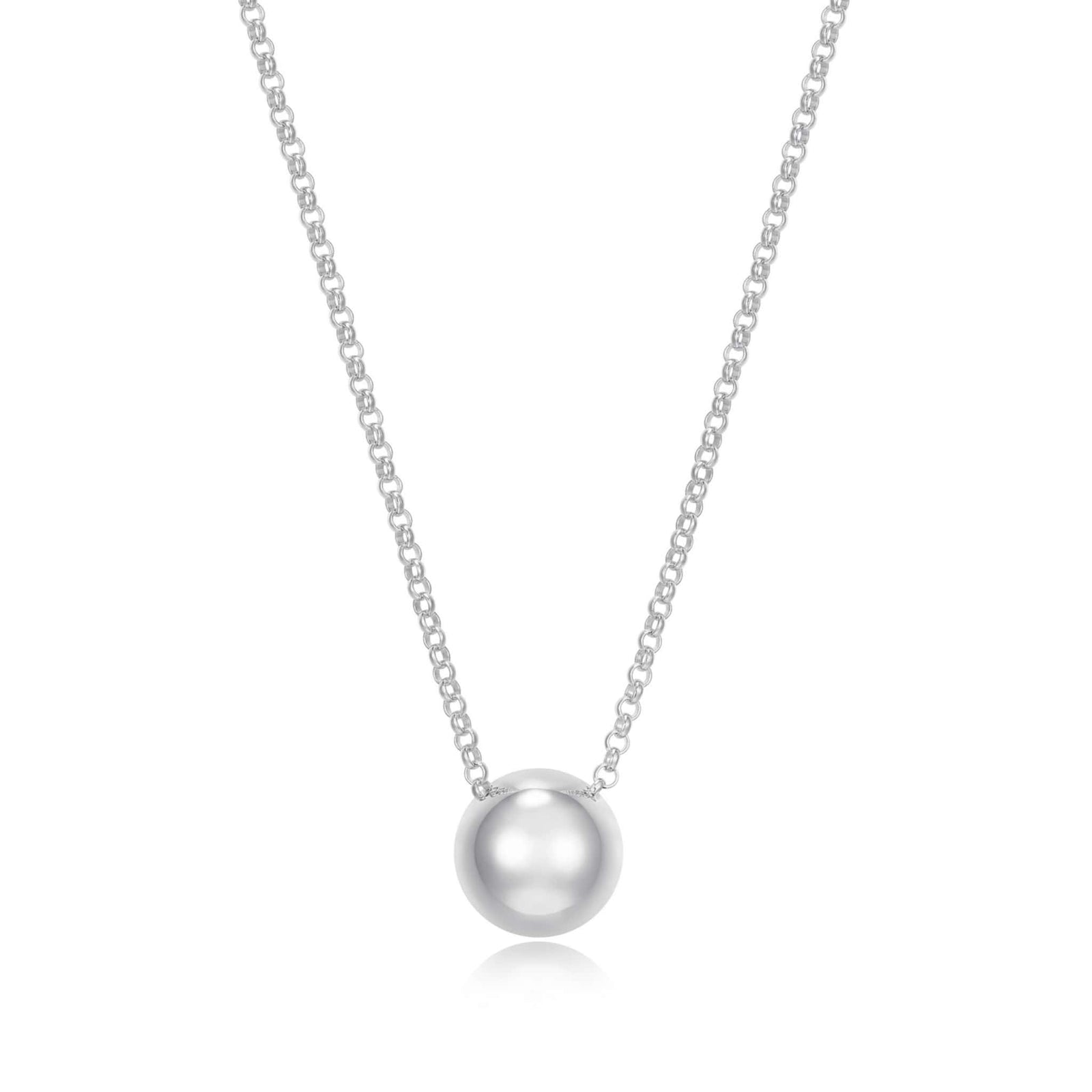 ELLE "GENESIS" RHODIUM PLATED HIGH POLISH SILVER HALF BALL NECKLACE 16"+3" EXTENSION AT ARMANS JEWELLERS KITCHENER WATERLOO