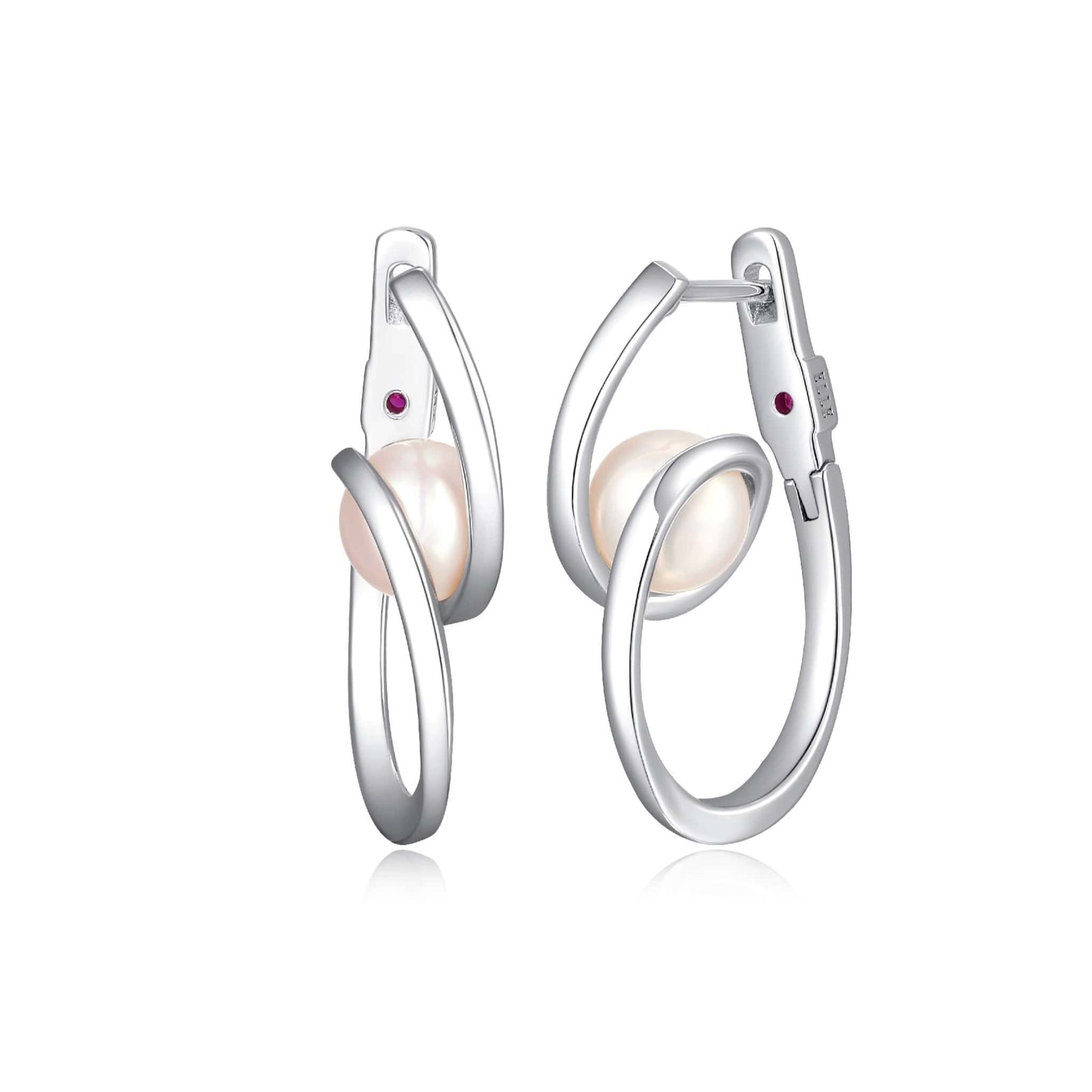 ELLE "Luna" Pearl Silver Hoop Earrings at Arman's Jewellers Kitchener Waterloo