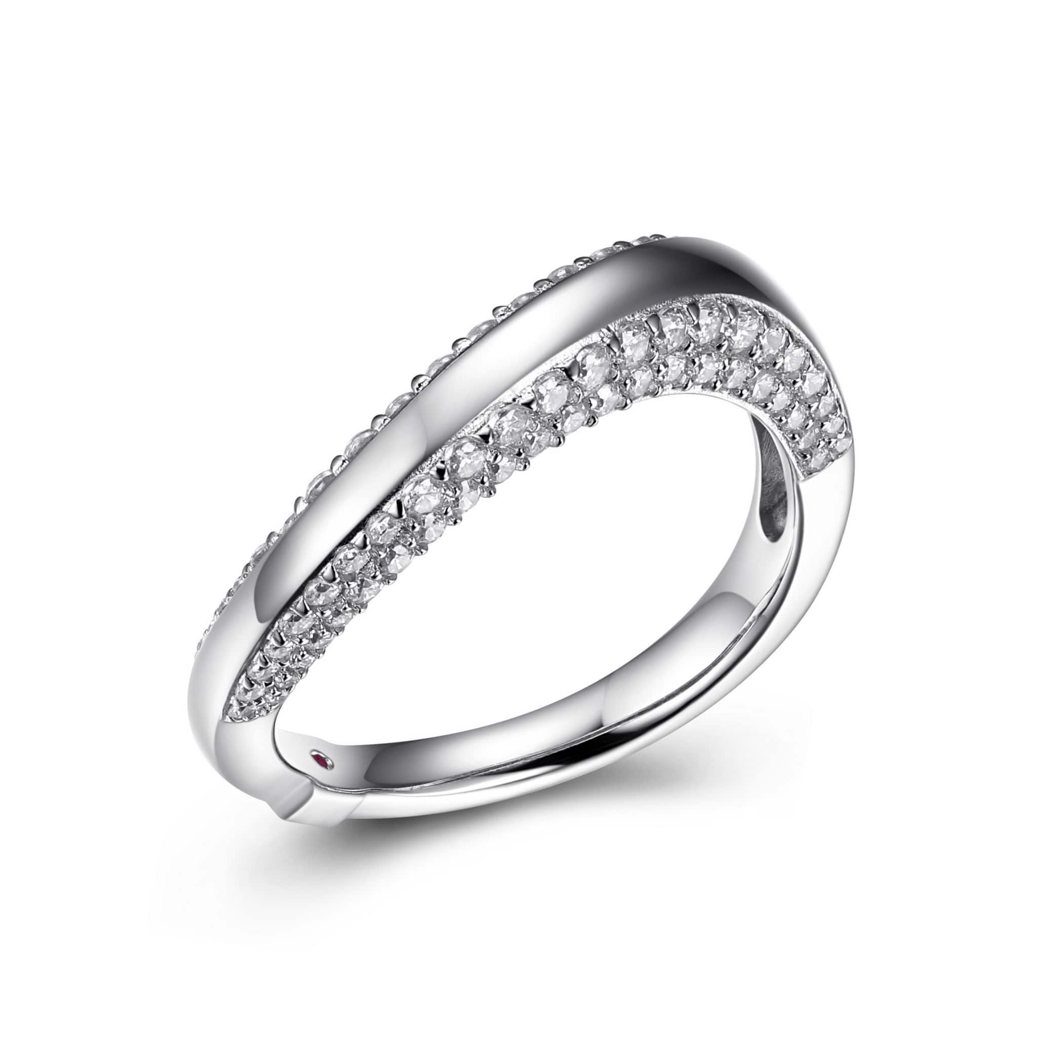 ELLE "OCEAN" RHODIUM PLATED TWIST CUBIC ZIRCONIA SILVER RING AT ARMANS JEWELLERS KITCHENER