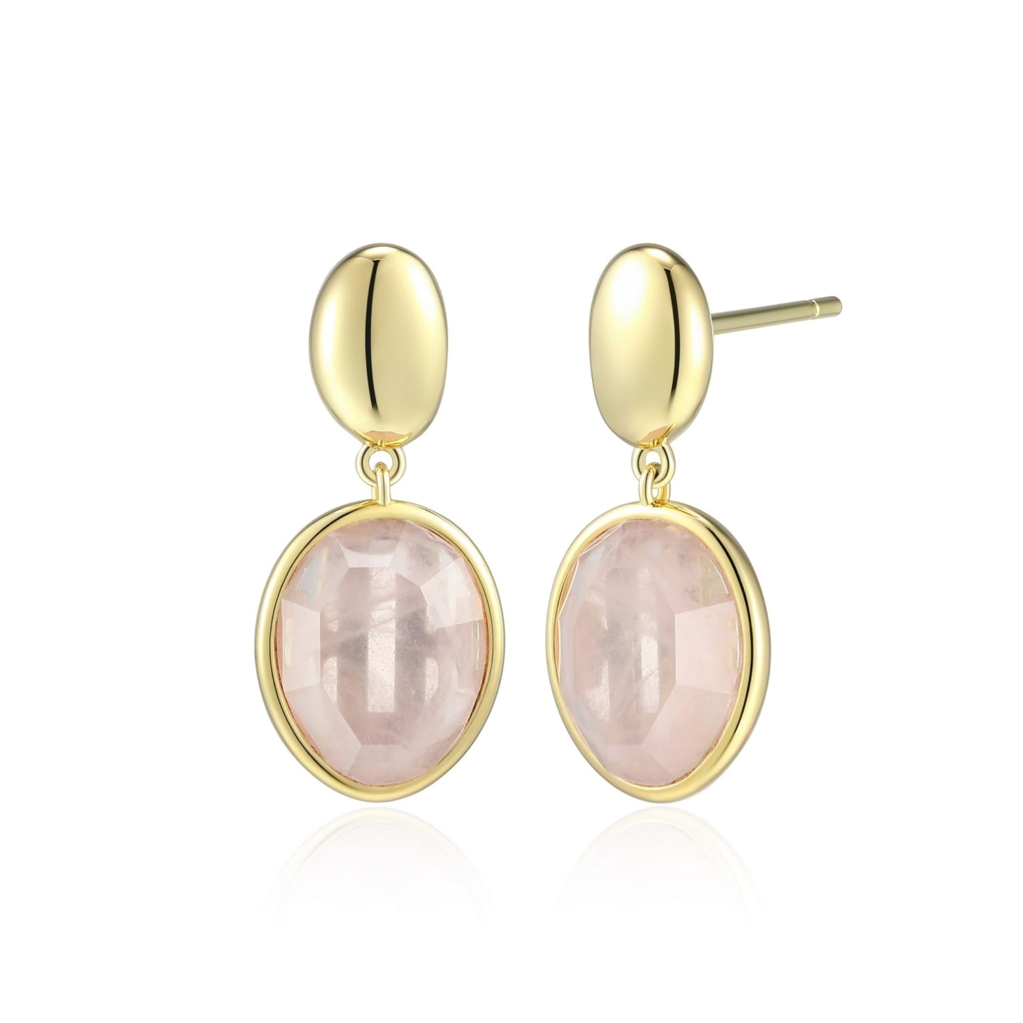 ELLE "Riviere Gems" 18K Yellow Gold Plated Rose Quartz Silver Earrings at Arman's Jewellers Kitchener