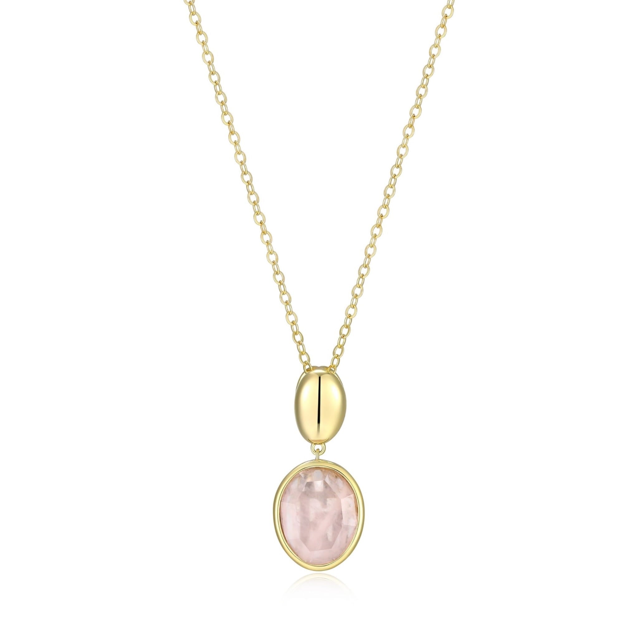 ELLE "Riviere Gems" 18K Yellow Gold Rose Quartz Silver Necklace at Arman's Jewellers Kitchener 