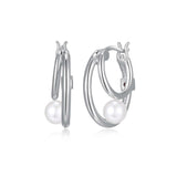 ELLE "Simpatico" Pearl Silver Hoop Earrings at Arman's Jewellers Kitchener Waterloo