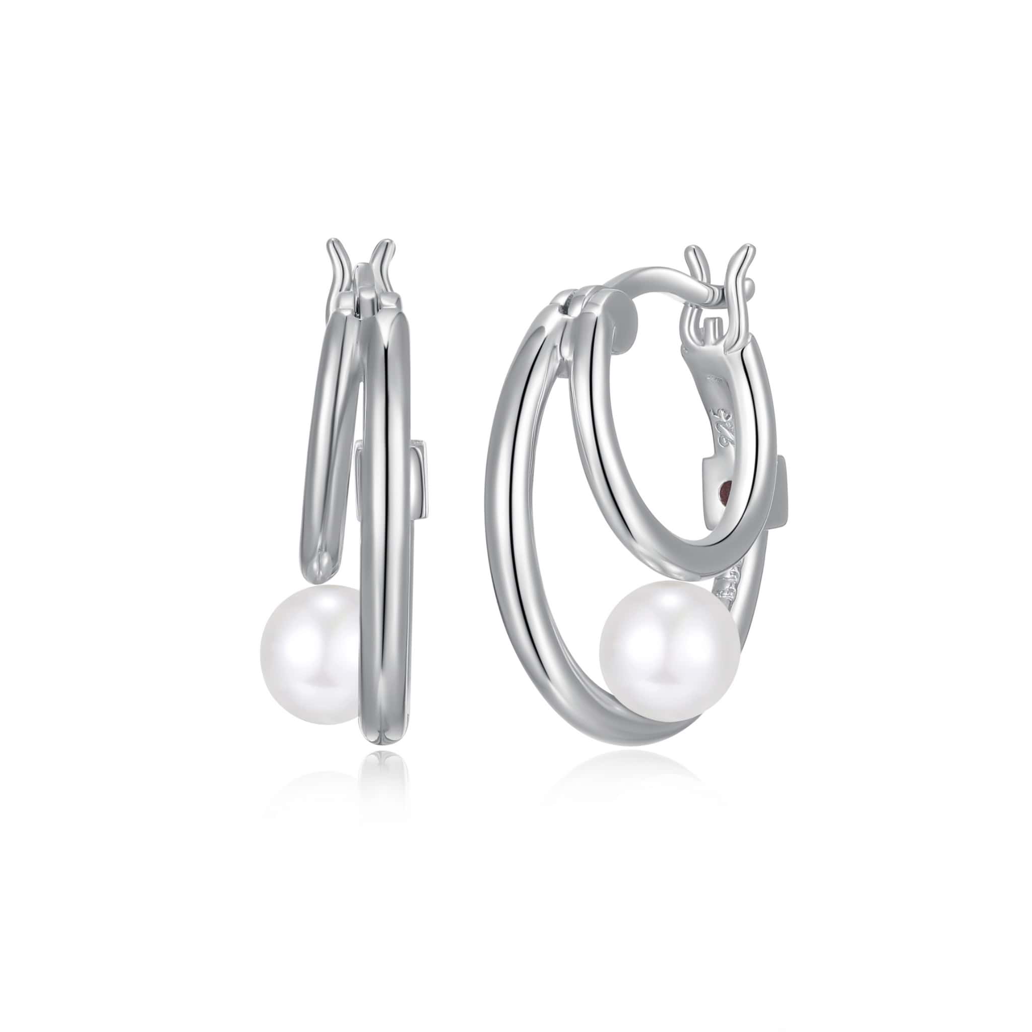 ELLE "Simpatico" Pearl Silver Hoop Earrings at Arman's Jewellers Kitchener Waterloo