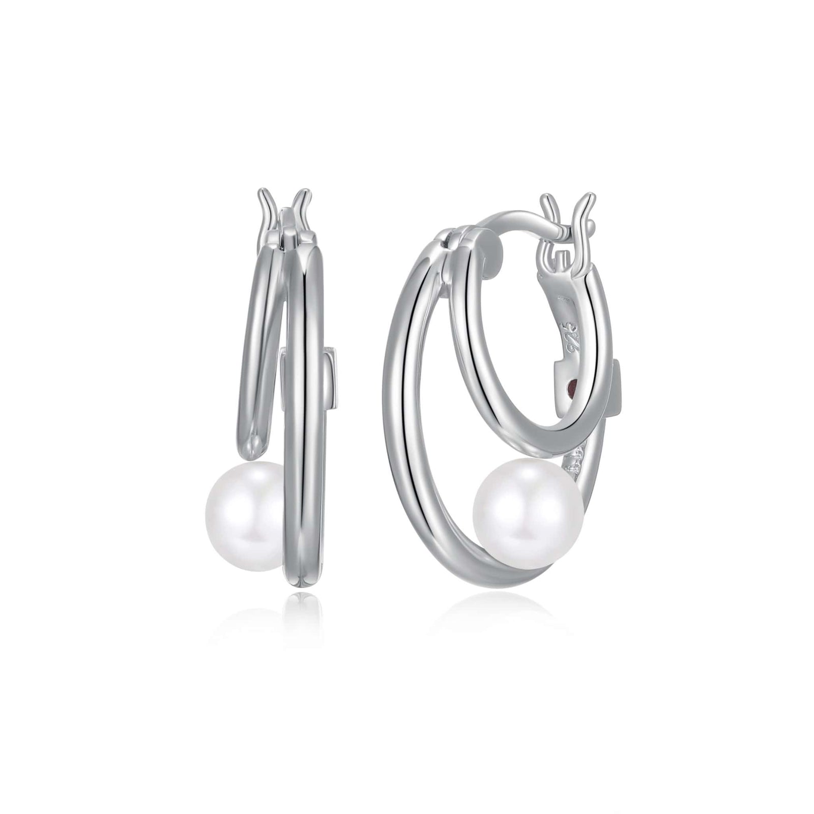 ELLE "Simpatico" Pearl Silver Hoop Earrings at Arman's Jewellers Kitchener Waterloo