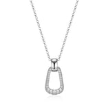 ELLE CITADEL RHODIUM PLATED REVERSIBLE 3A PAVE CZ OBLONG PENDANT NECKLACE 17"+3" EXTENSION AT ARMANS JEWELLERS KITCHENER WATERLOO