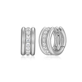 ELLE "GODDESS" RHODIUM PLATED CUBIC ZIRCONIA & SILVER TRIPLE ROW 13MM HOOP AT ARMANS JEWELLERS KITCHENER WATERLOO