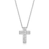ELLE "Humanity" Pavé Cross Silver Necklace