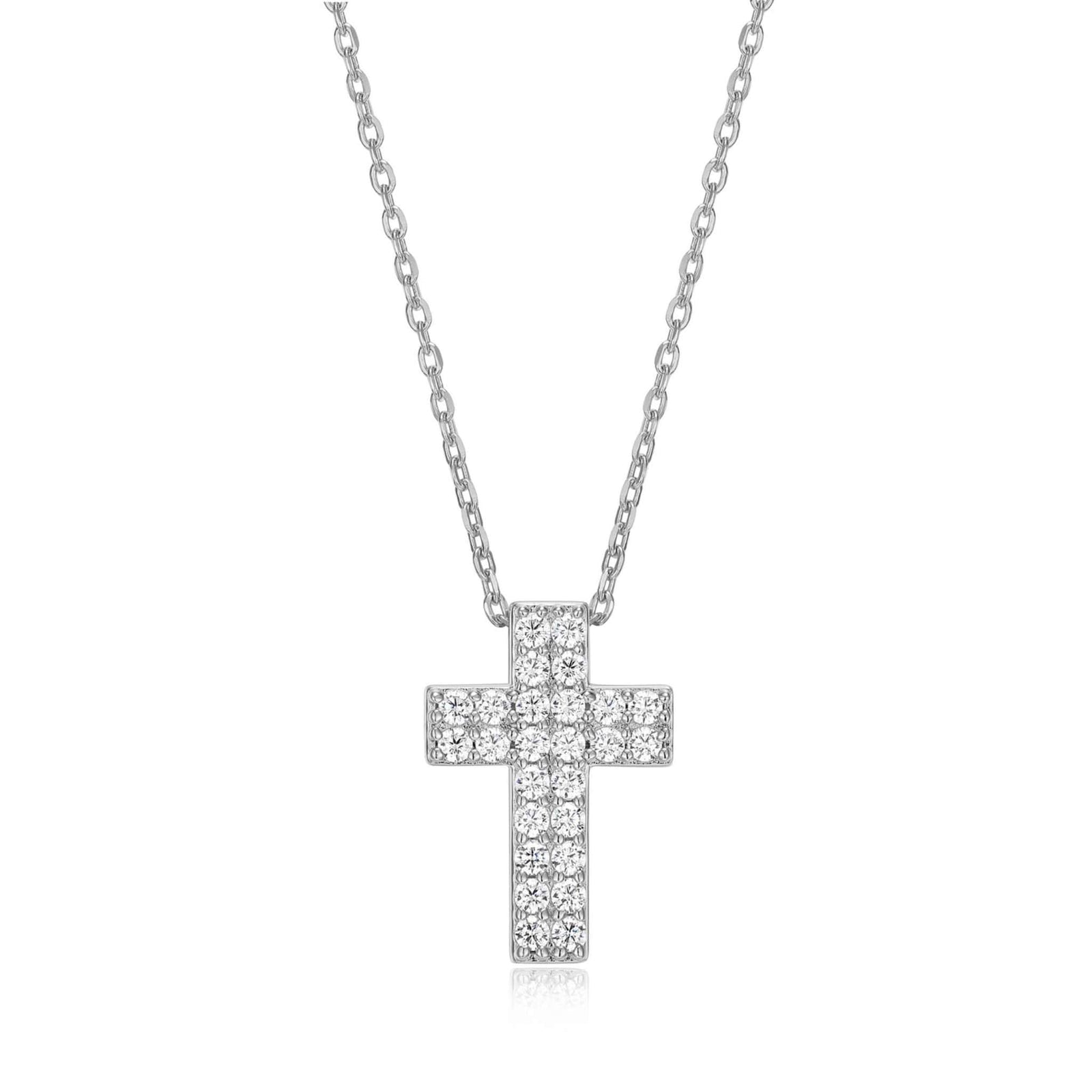 ELLE "Humanity" Pavé Cross Silver Necklace