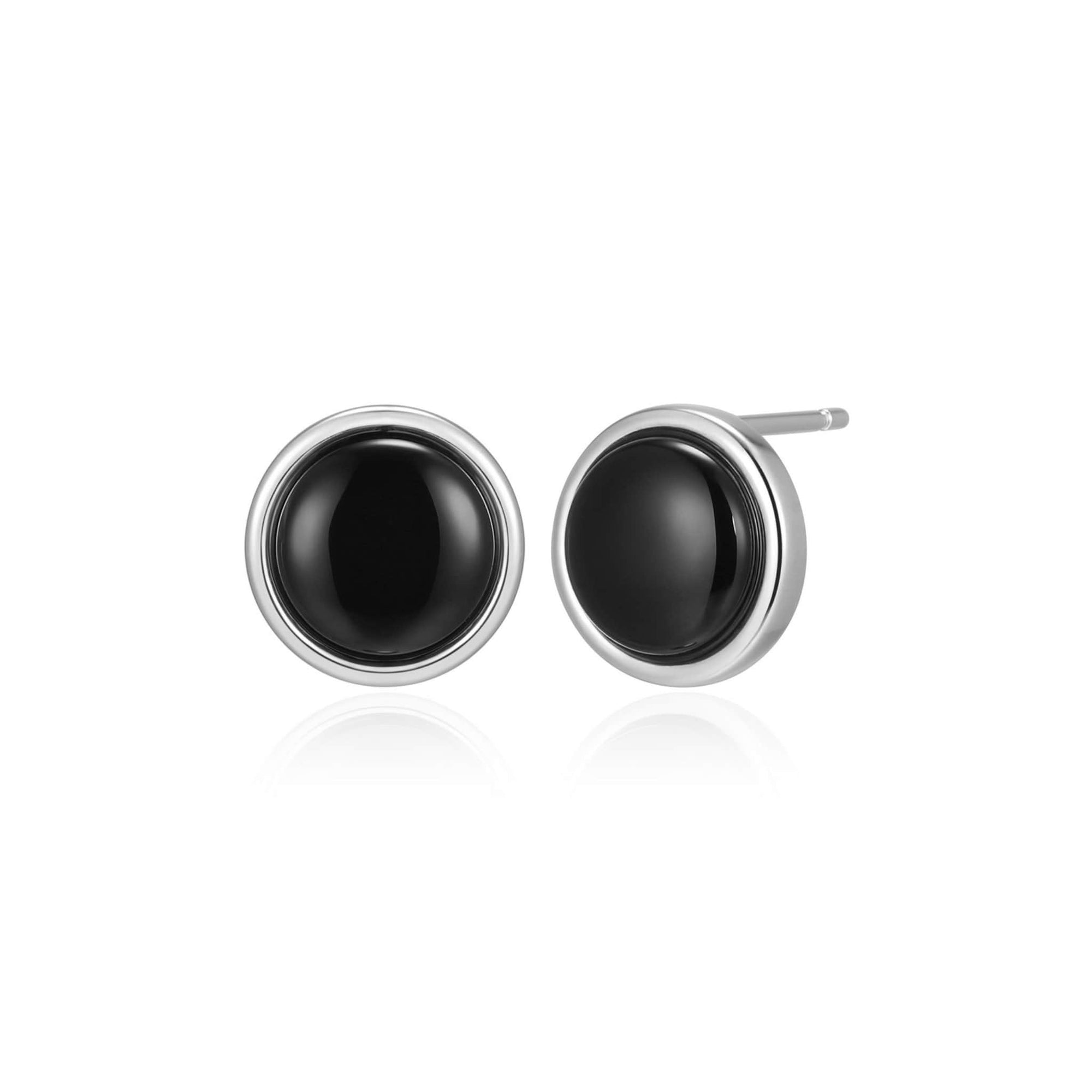 ELLE "Lustre" Cabochon Black Agate Silver Stud Earrings at Arman's Jewellers Kitchener Waterloo