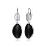 ELLE "Pebble: Black Agate & White Mother of Pearl Silver Earrings at Arman's Jewellers Kitchener