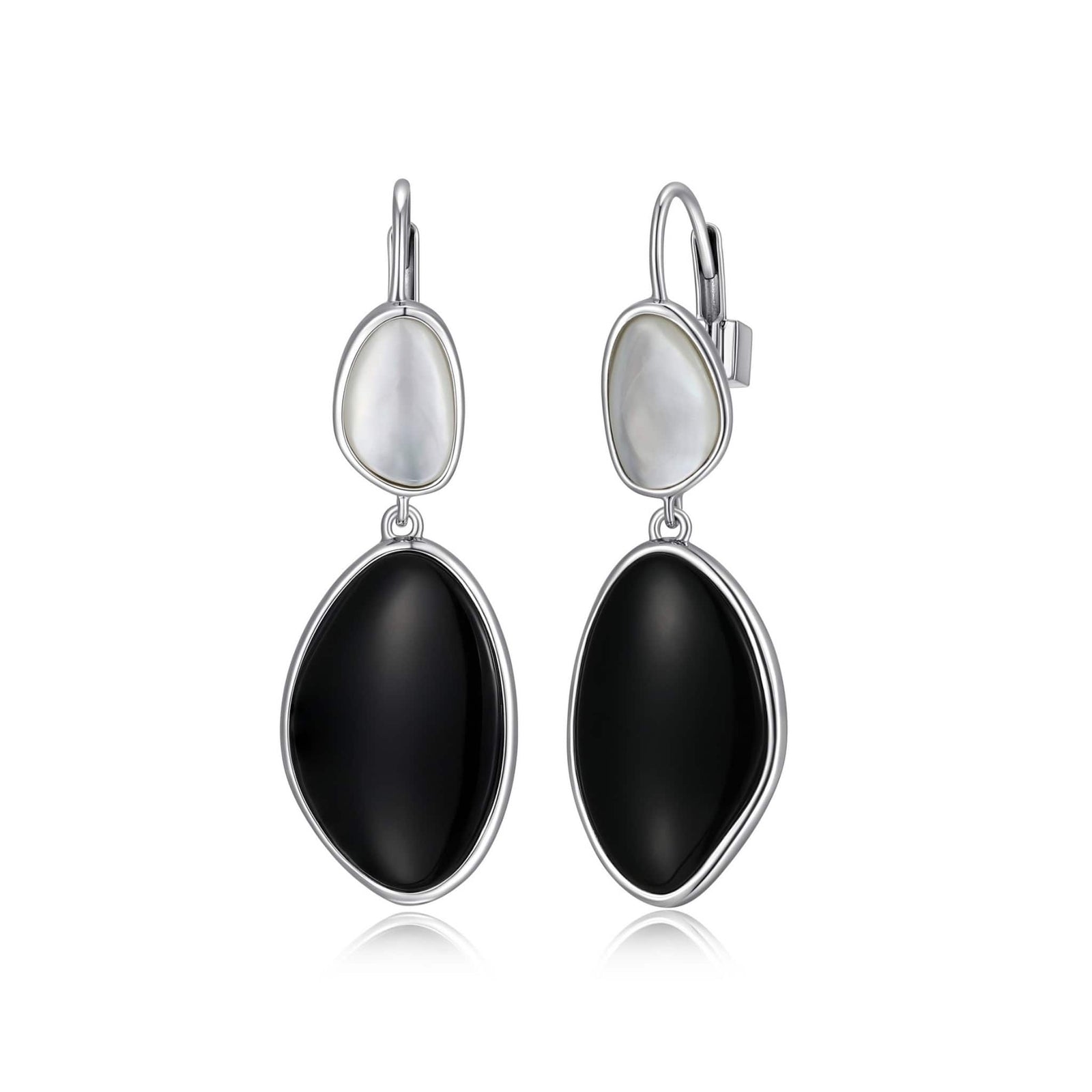 ELLE "Pebble: Black Agate & White Mother of Pearl Silver Earrings at Arman's Jewellers Kitchener