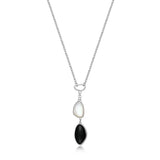 ELLE "Pebble" Black Agate & White Mother of Pearl Silver Necklace at Arman's Jewellers Kitchener