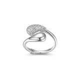 ELLE "RAINDROP" RHODIUM PLATED PAVE CZ & PUFFY HIGH POLISH PEAR SHAPE BY PASS RING AT ARMANS JEWELLERS KITCHENER WATERLOO