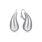 ELLE "RAINDROP" RHODIUM PLATED PUFFY HIGH POLISH PEAR SHAPE LEVER BACK EARRING AT ARMANS JEWELLERS KITCHENER WATERLOO