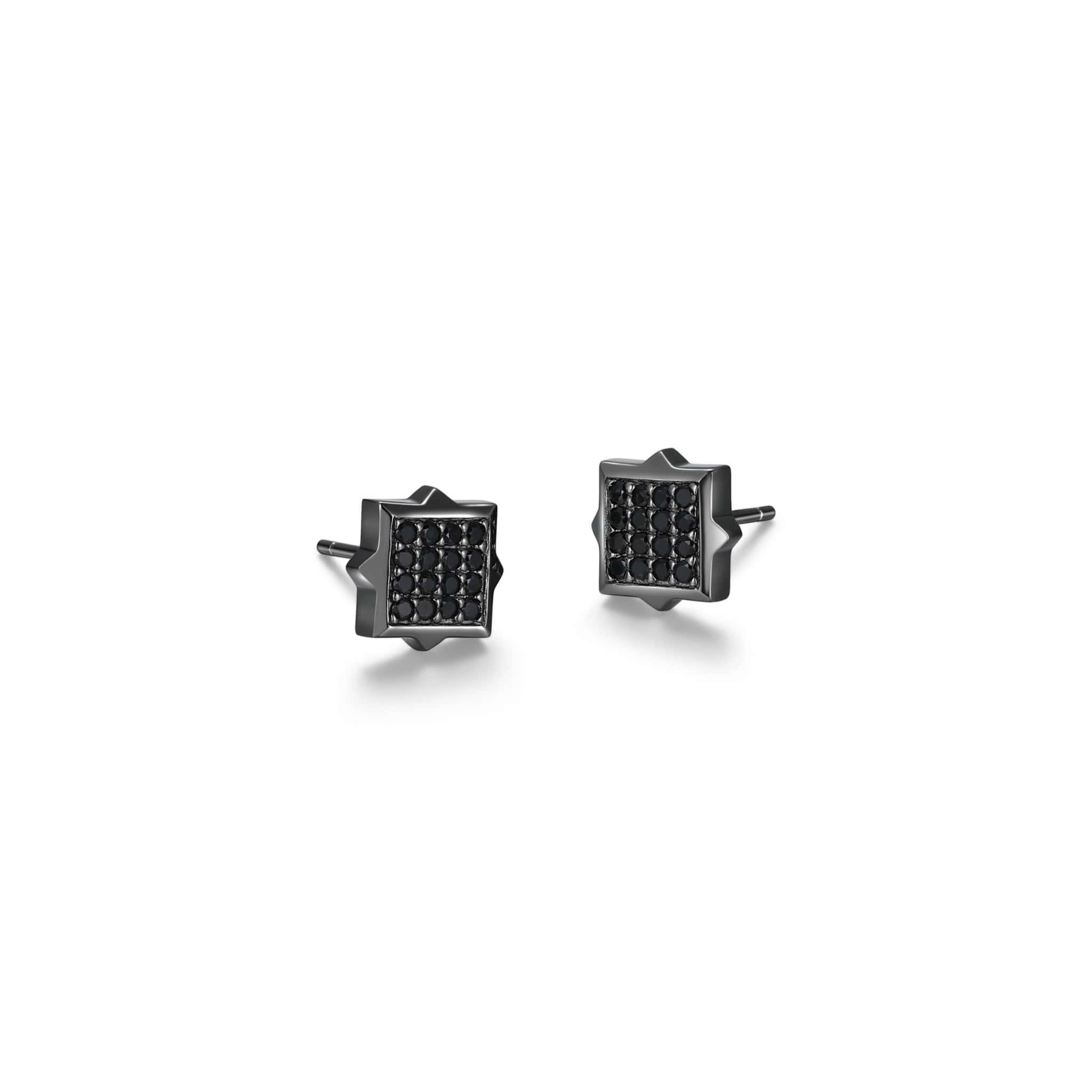 ETHOS "Black Ice" Black Sapphire Silver Stud Earrings at Arman's Jewellers Kitchener