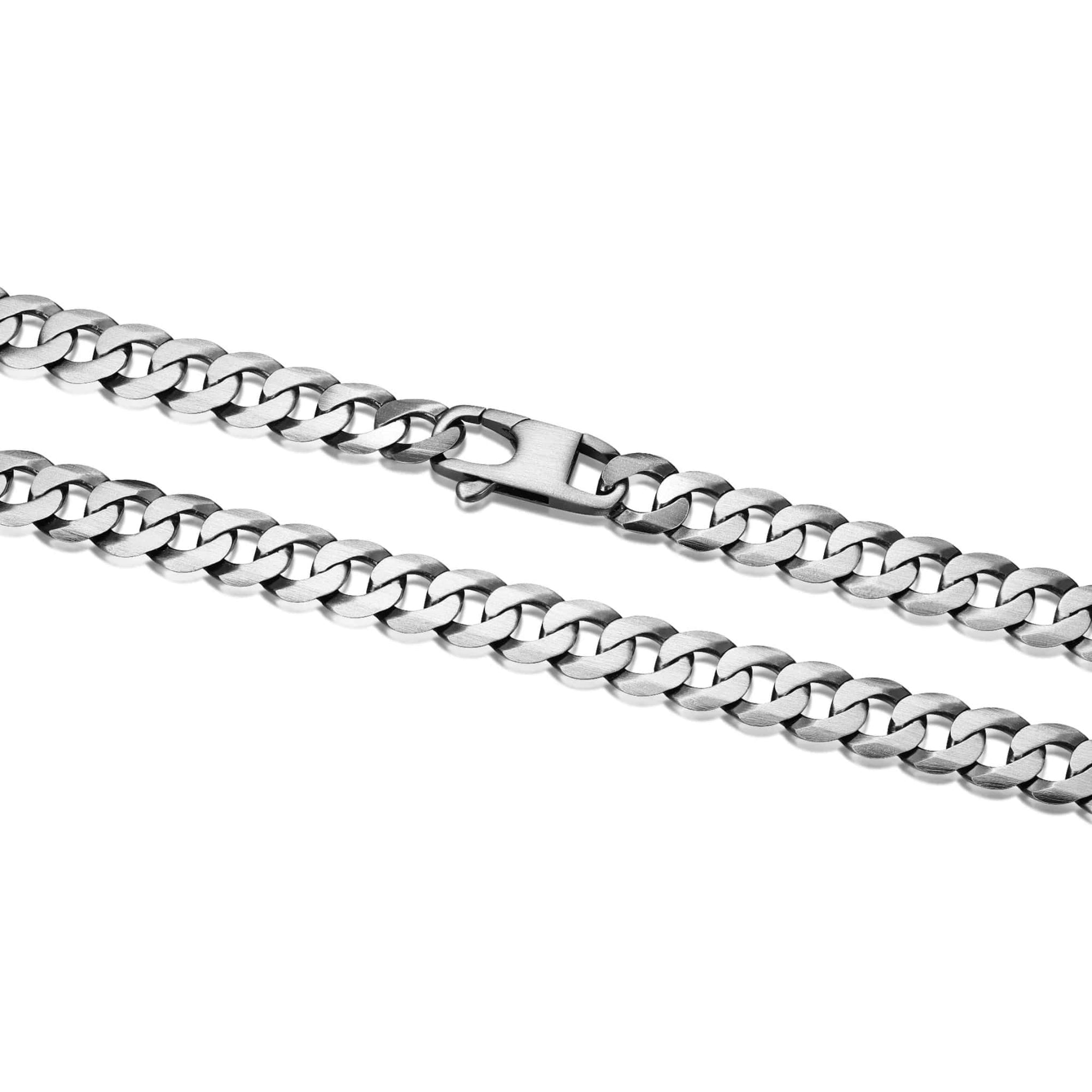 ETHOS Brushed Gun Metal Silver Curb Chain Necklace at Arman's Jewellers Kitchener