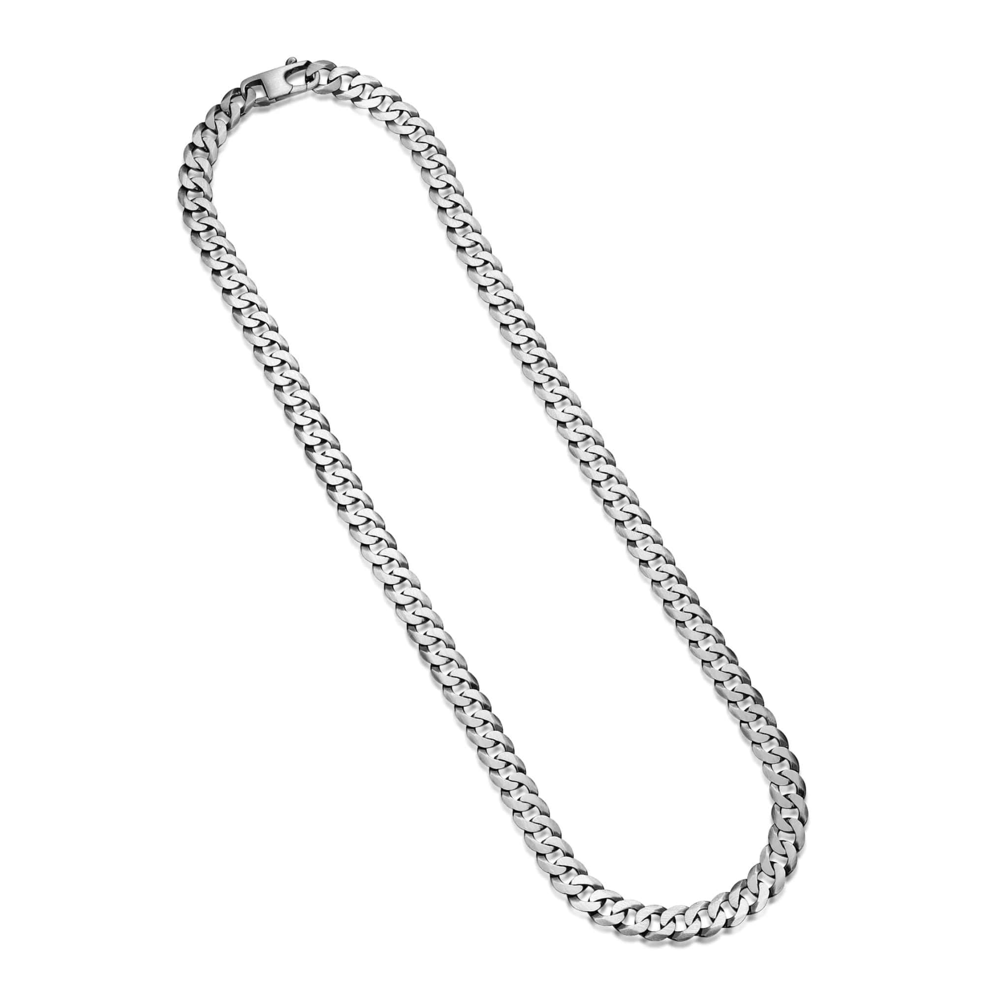 ETHOS Brushed Gun Metal Silver Curb Chain Necklace at Arman's Jewellers Kitchener