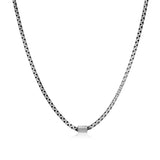 ETHOS Brushed Gun Metal Silver Box Chain with Barrel at Arman's Jewellers Kitchener