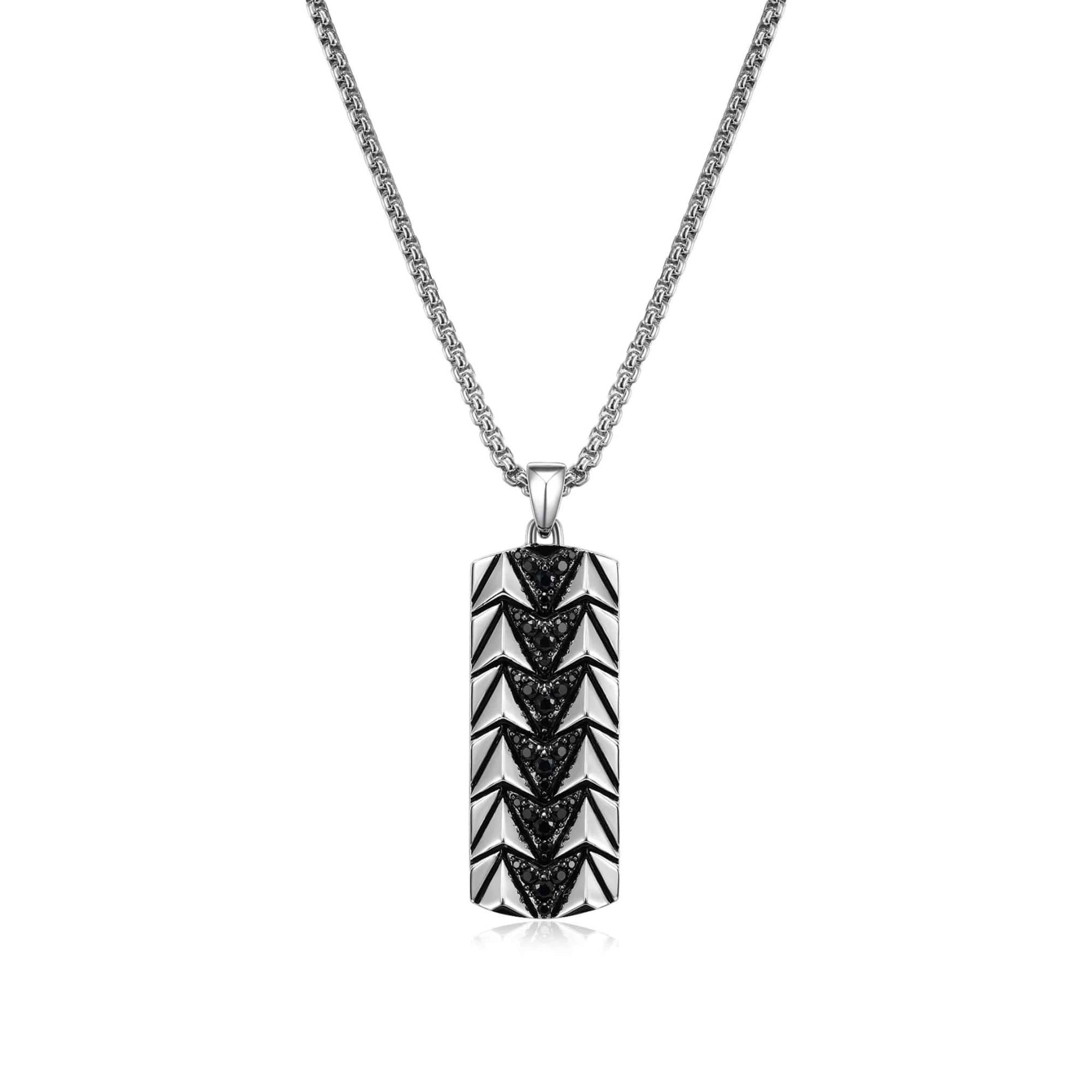 ETHOS "Chevron" Black Sapphire Silver Dog Tag Necklace at Arman's Jewellers Kitchener