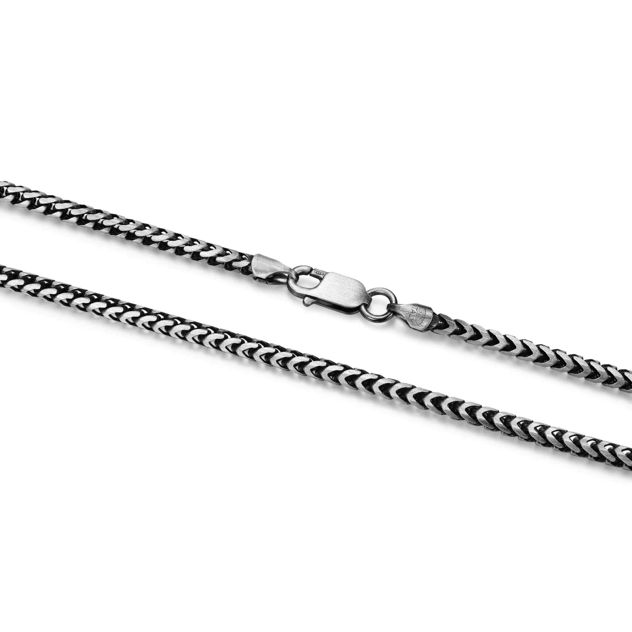 ETHOS Gunmetal Franco Chain Silver Necklace at Arman's Jewellers Kitchener