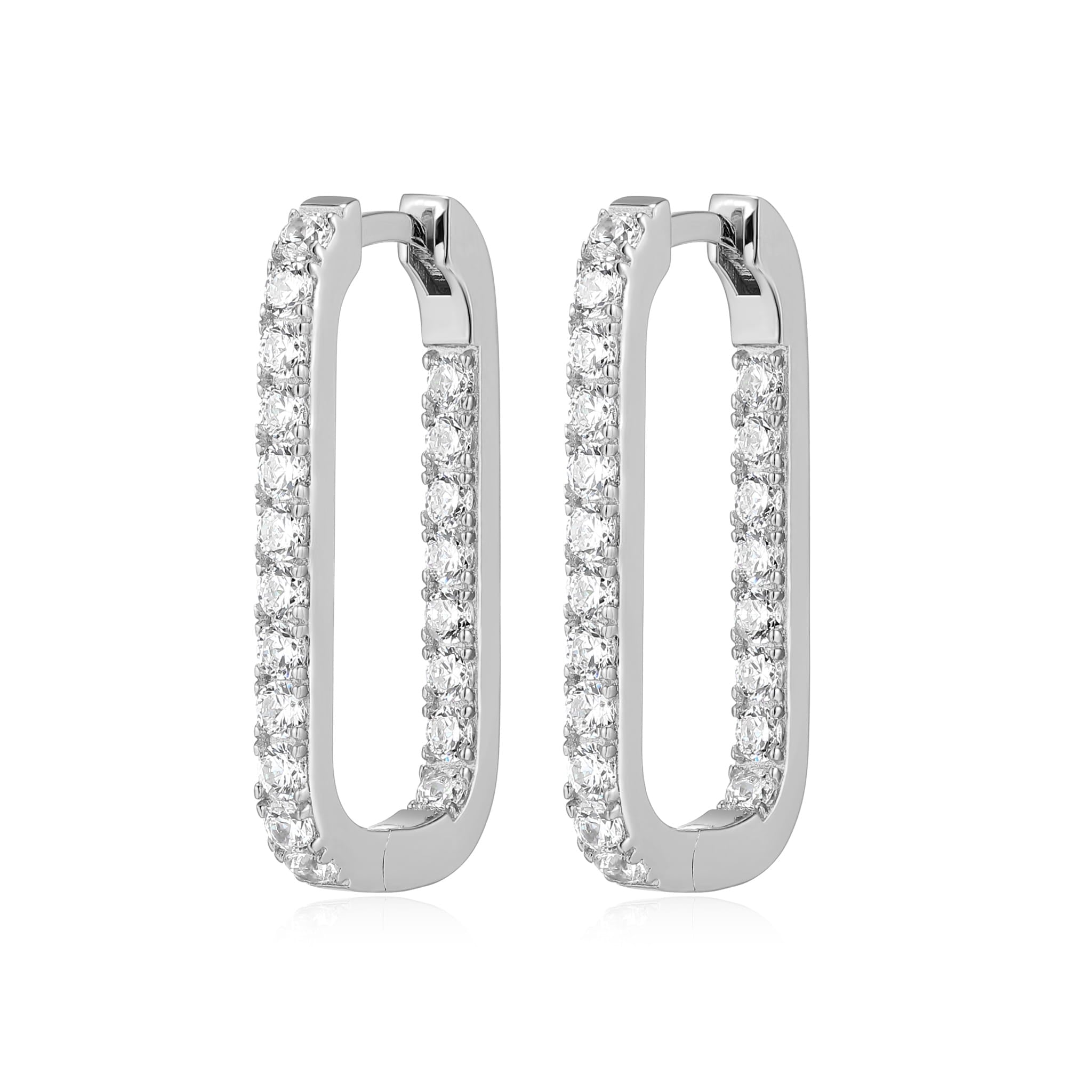 Elongated Link Silver Hoop Earrings at Arman's Jewellers Kitchener 