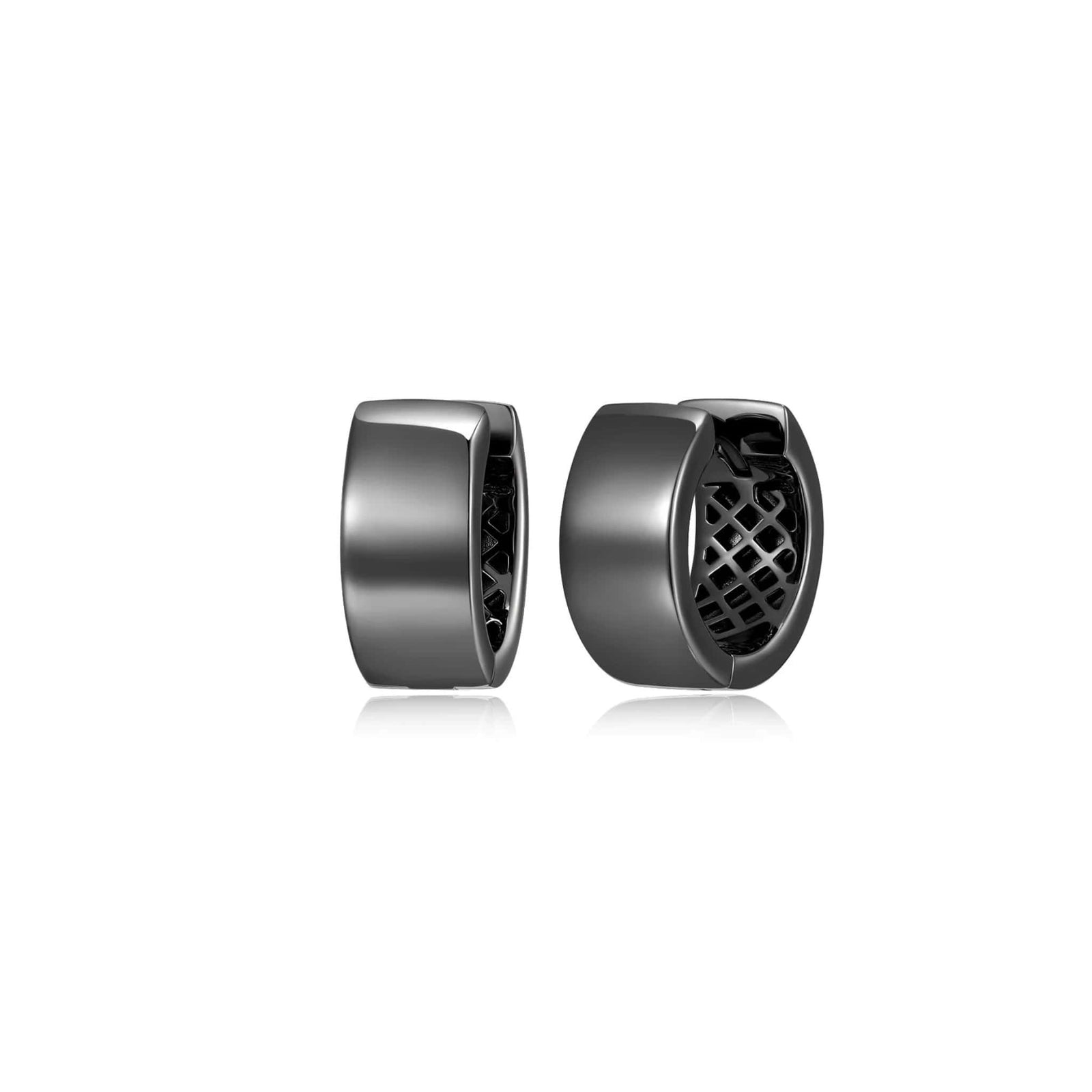 ETHOS "Basic" Silver Gunmetal Huggie Earrings at Arman's Jewellers Kitchener