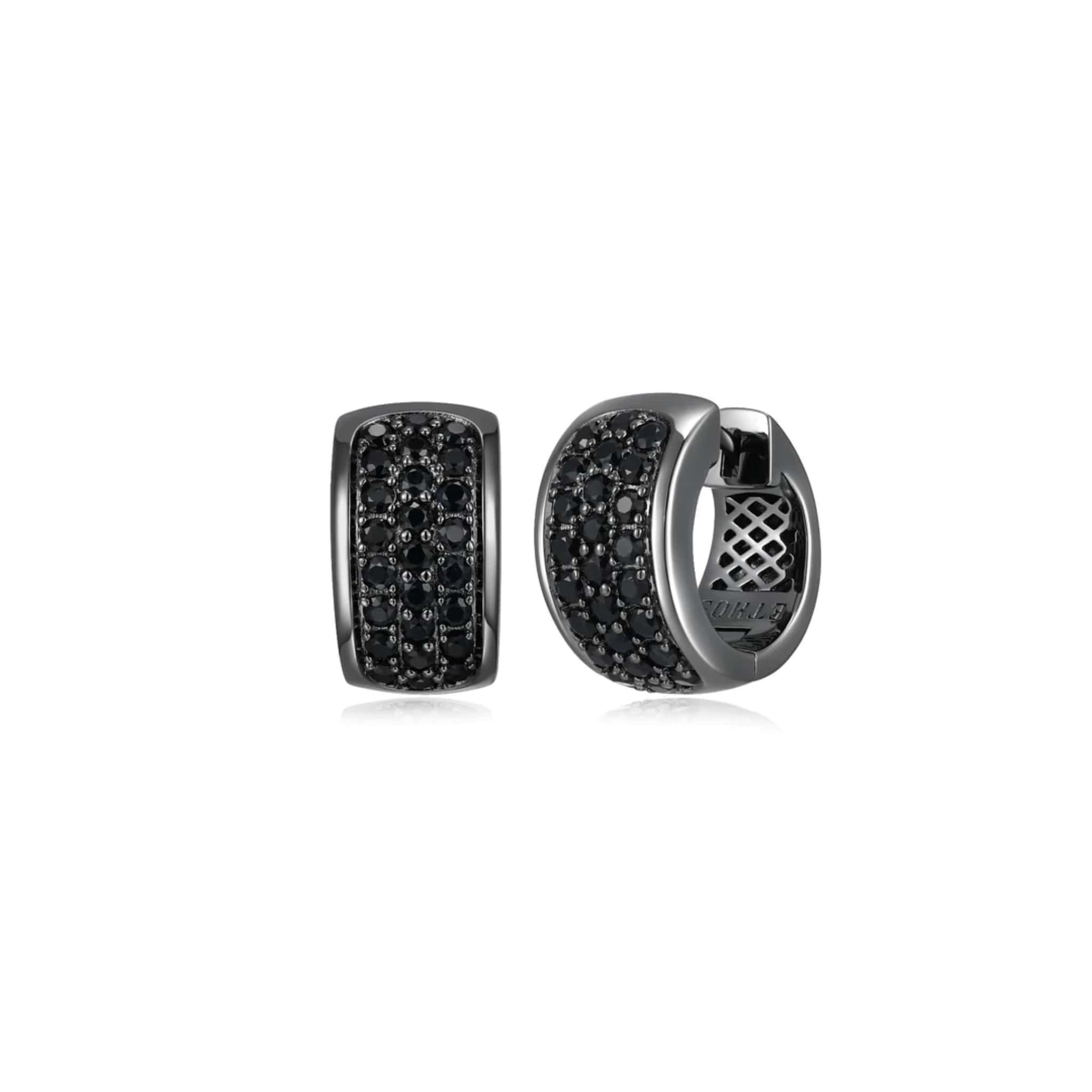 ETHOS "Black Ice" Silver Huggie Earrings at Arman's Jewellers Kitchener