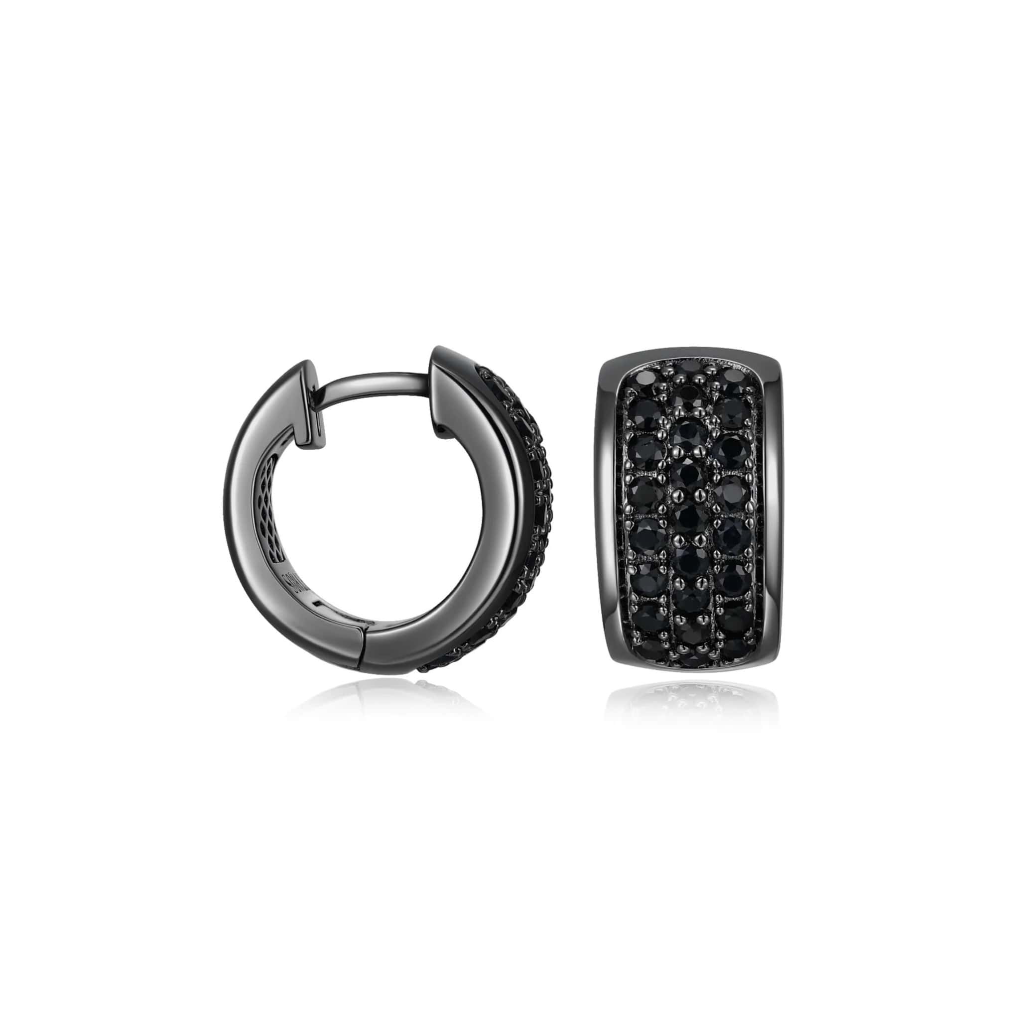 ETHOS "Black Ice" Silver Huggie Earrings at Arman's Jewellers Kitchener