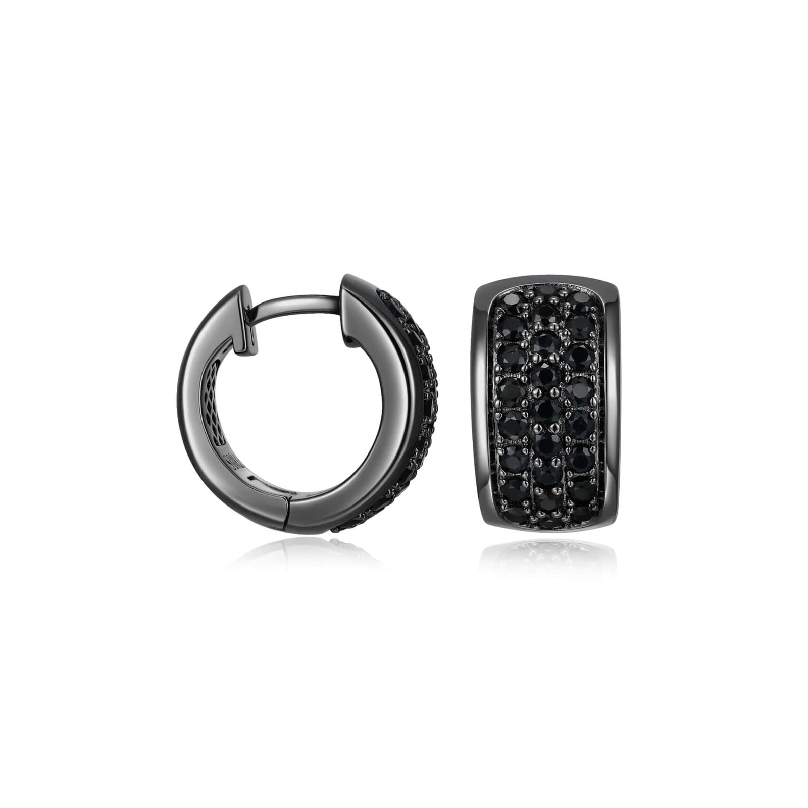 ETHOS "Black Ice" Silver Huggie Earrings at Arman's Jewellers Kitchener