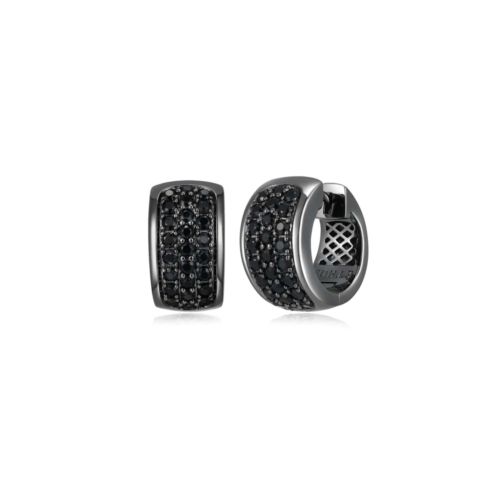ETHOS "Black Ice" Silver Huggie Earrings at Arman's Jewellers Kitchener