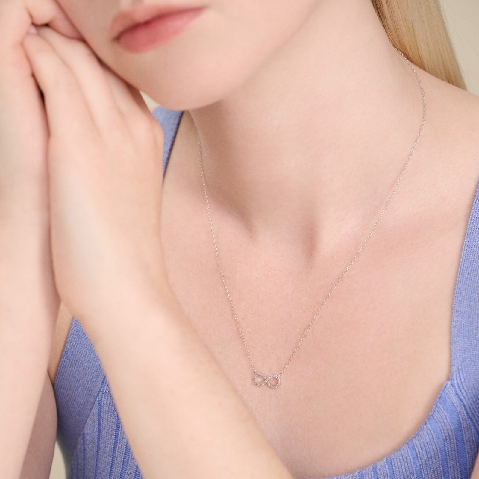 Lab-Grown Diamond Infinity Statement Necklace in Rhodium-Plated Sterling Silver at Arman's Jewellers Kitchener Waterloo