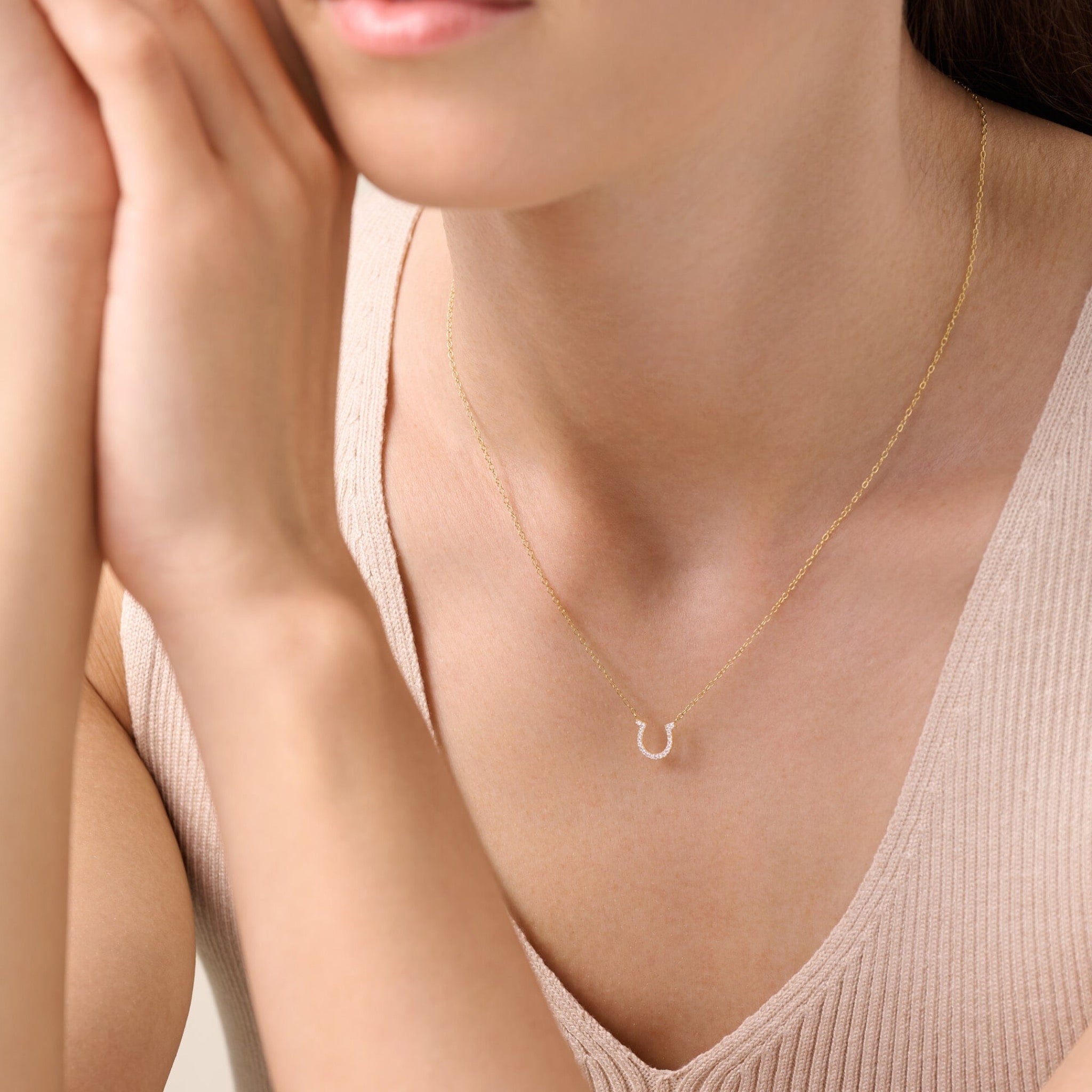 Lab Grown Diamond Horseshoe Statement Necklace in 18K Yellow Gold-Plated Sterling Silver at Arman's Jewellers Kitchener Waterloo