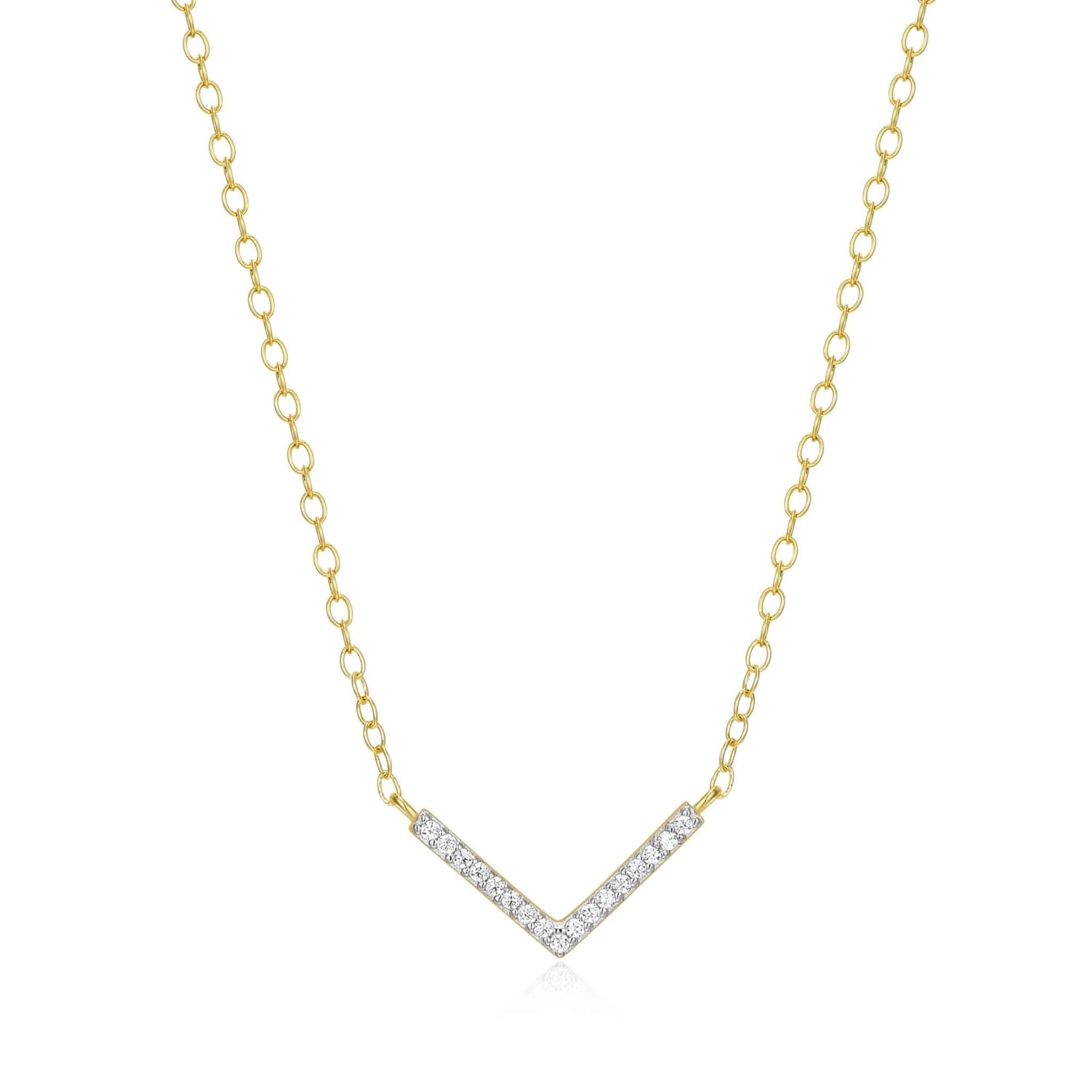 Diamond Chevron Statement Necklace in 18K Yellow Gold-Plated Sterling Silver at Arman's Jewellers
