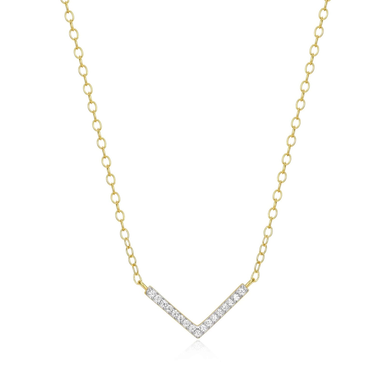 Diamond Chevron Statement Necklace in 18K Yellow Gold-Plated Sterling Silver at Arman's Jewellers