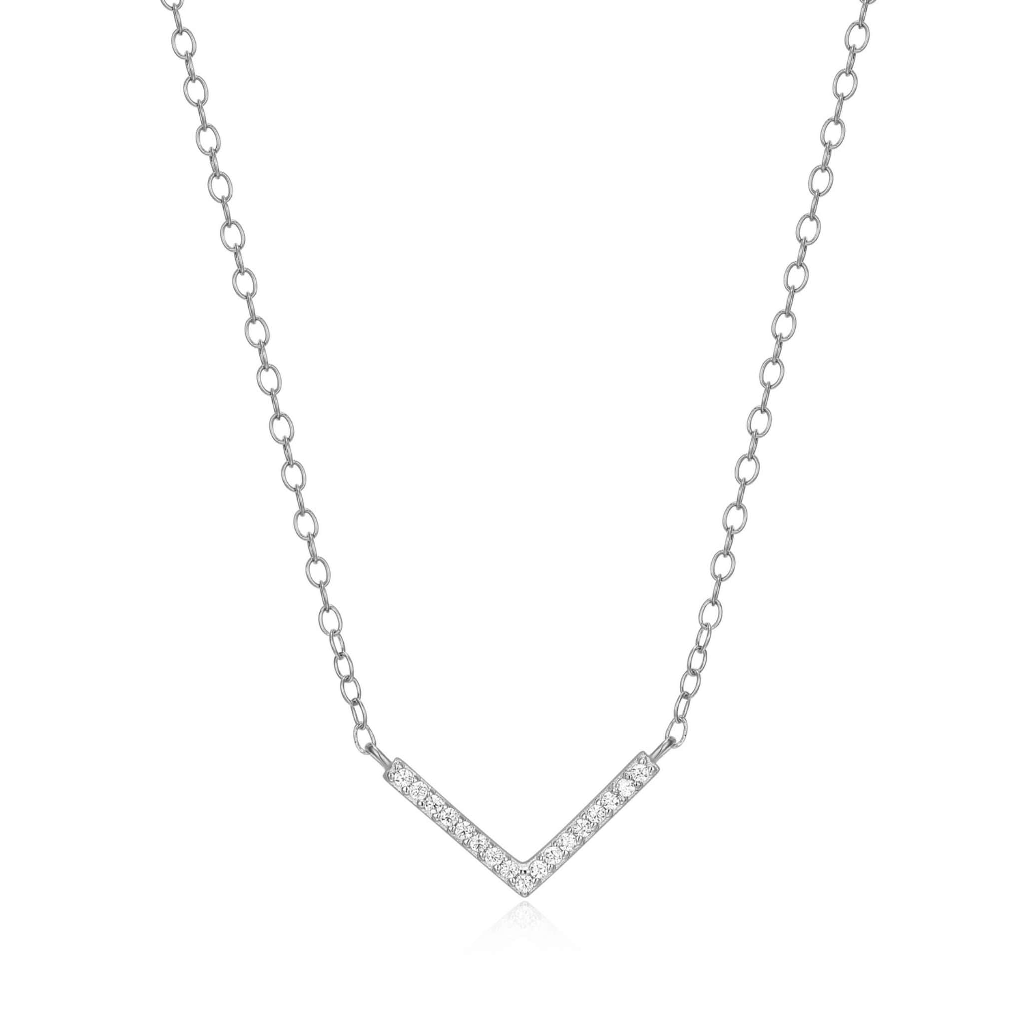 Diamond Chevron Statement Necklace in Rhodium-Plated Sterling Silver at Arman's Jewellers Kitchener Waterloo