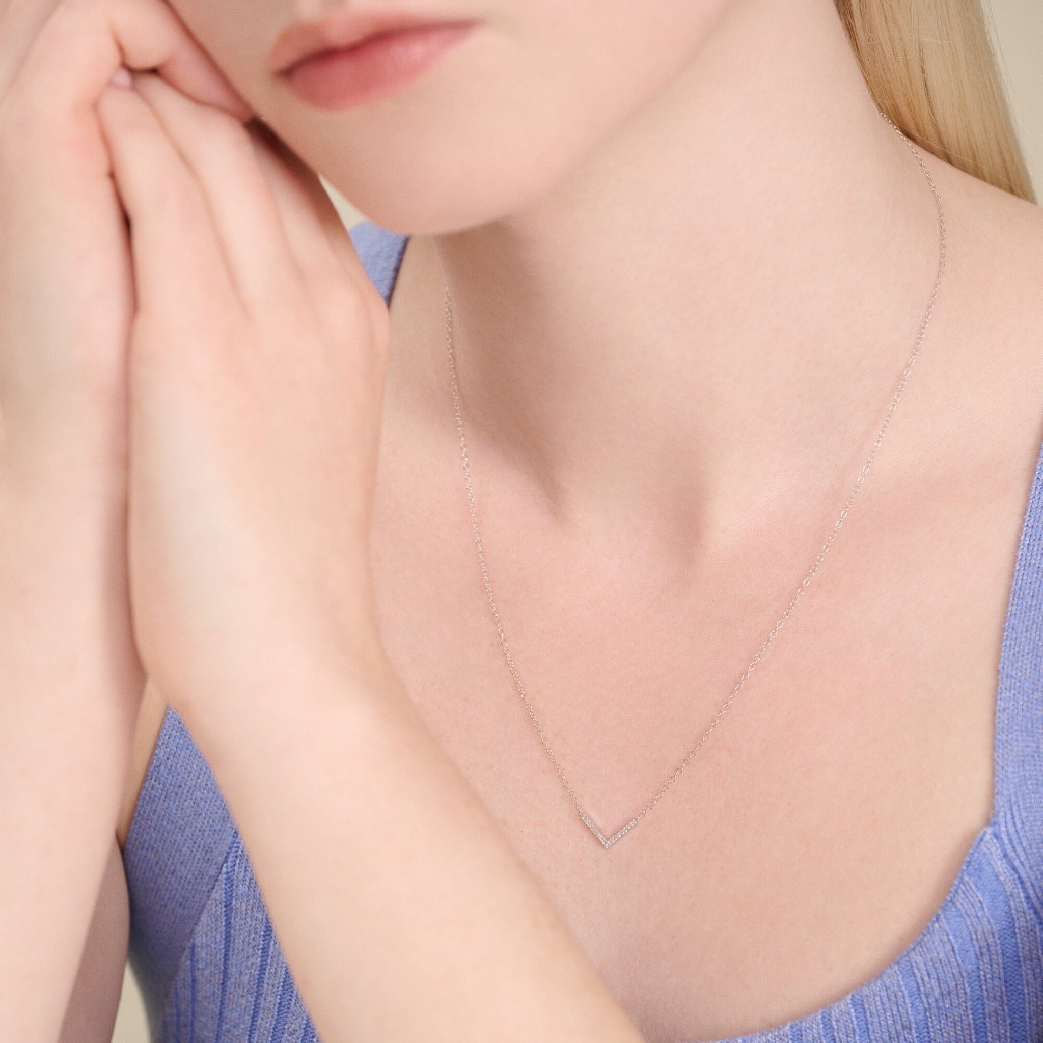 Diamond Chevron Statement Necklace in Rhodium-Plated Sterling Silver at Arman's Jewellers Kitchener Waterloo