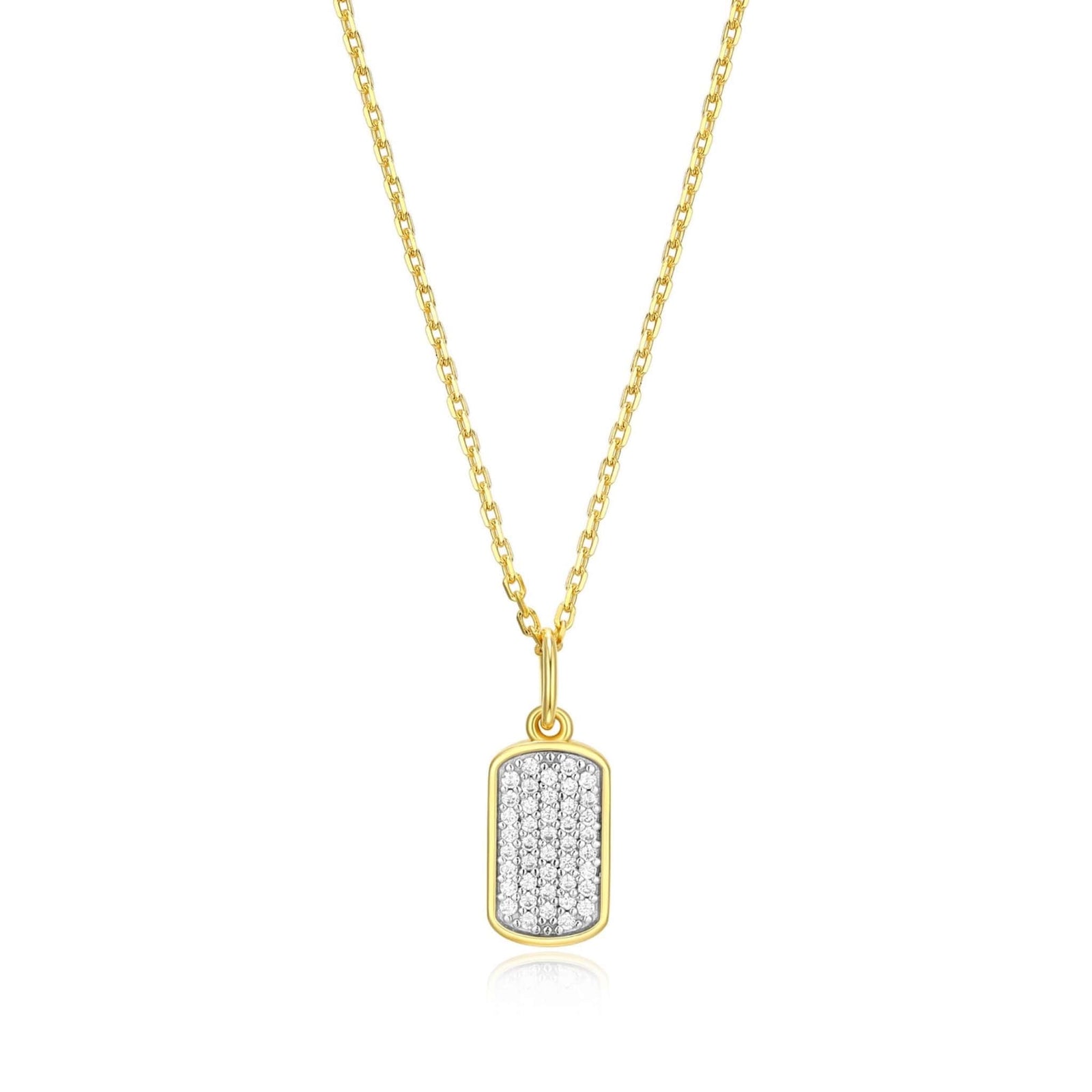 Lab-Grown Diamond Dog Tag Pendant Silver Necklace