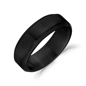 6mm Beveled Edge Black Steel Band Ring at Arman's Jewellers Kitchener