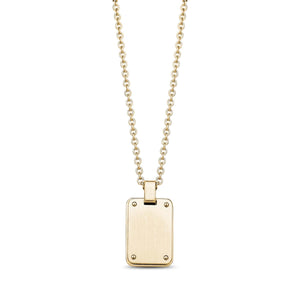 Mini Matte Gold Steel Dog Tag Necklace at Arman's Jewellers Kitchener