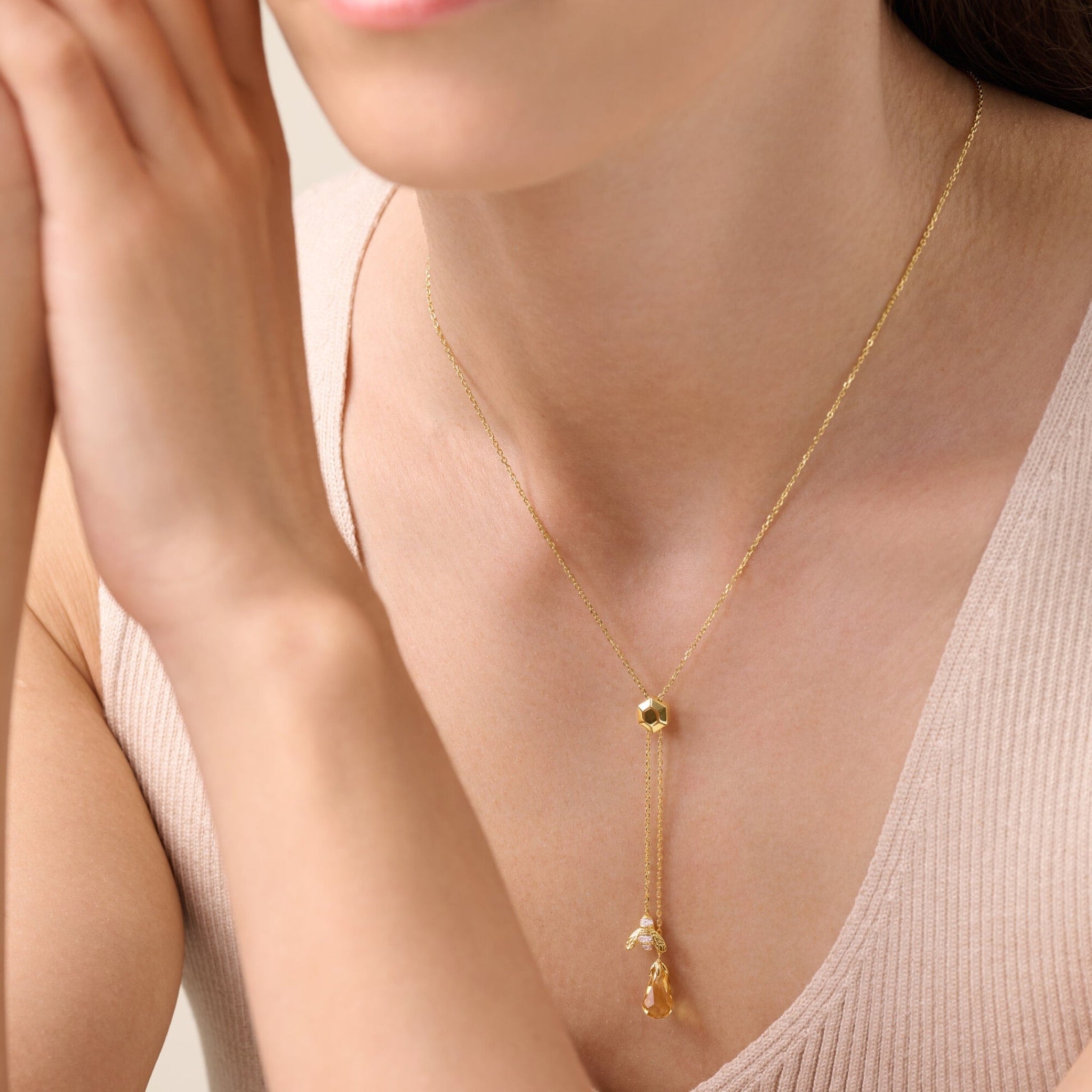 Monte Luna Honey Bee Lariat Necklace in 18K Yellow Gold Plated Silver at Arman's Jewellers Kitchener Waterloo