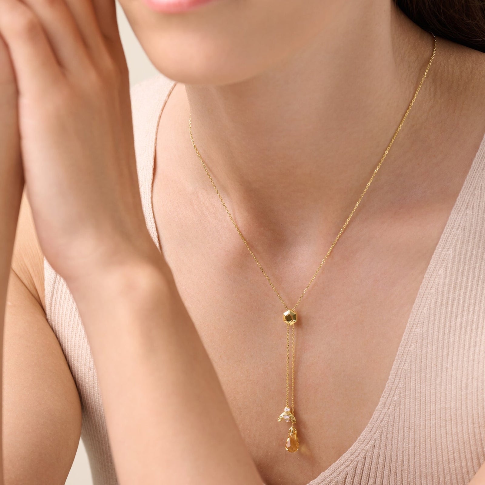 Monte Luna Honey Bee Lariat Necklace in 18K Yellow Gold Plated Silver at Arman's Jewellers Kitchener Waterloo