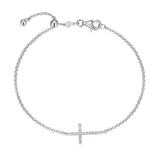 Monte Luna Lab-Grown Diamond Cross Bolo Bracelet in Rhodium-Plated Sterling Silver at Armans Jewellers Kitchener