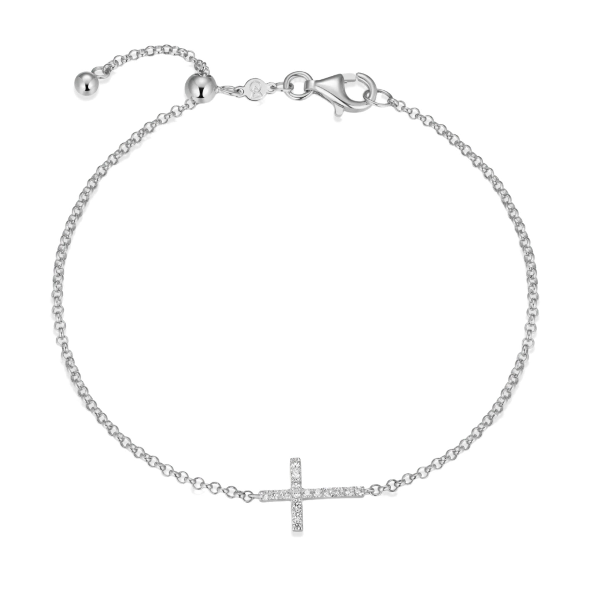 Monte Luna Lab-Grown Diamond Cross Bolo Bracelet in Rhodium-Plated Sterling Silver at Armans Jewellers Kitchener