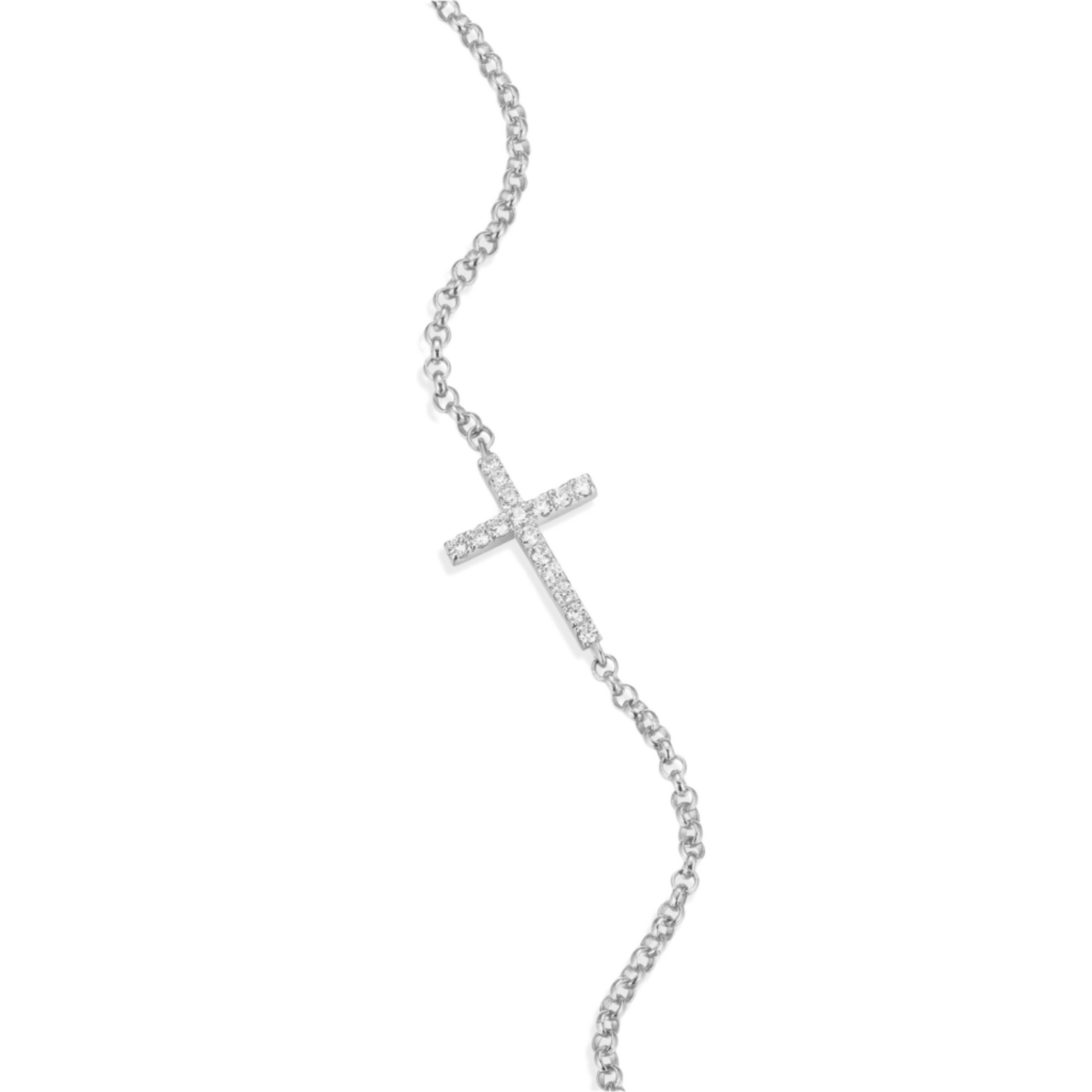 Monte Luna Lab-Grown Diamond Cross Bolo Bracelet in Rhodium-Plated Sterling Silver at Arman's Jewellers Kitchener
