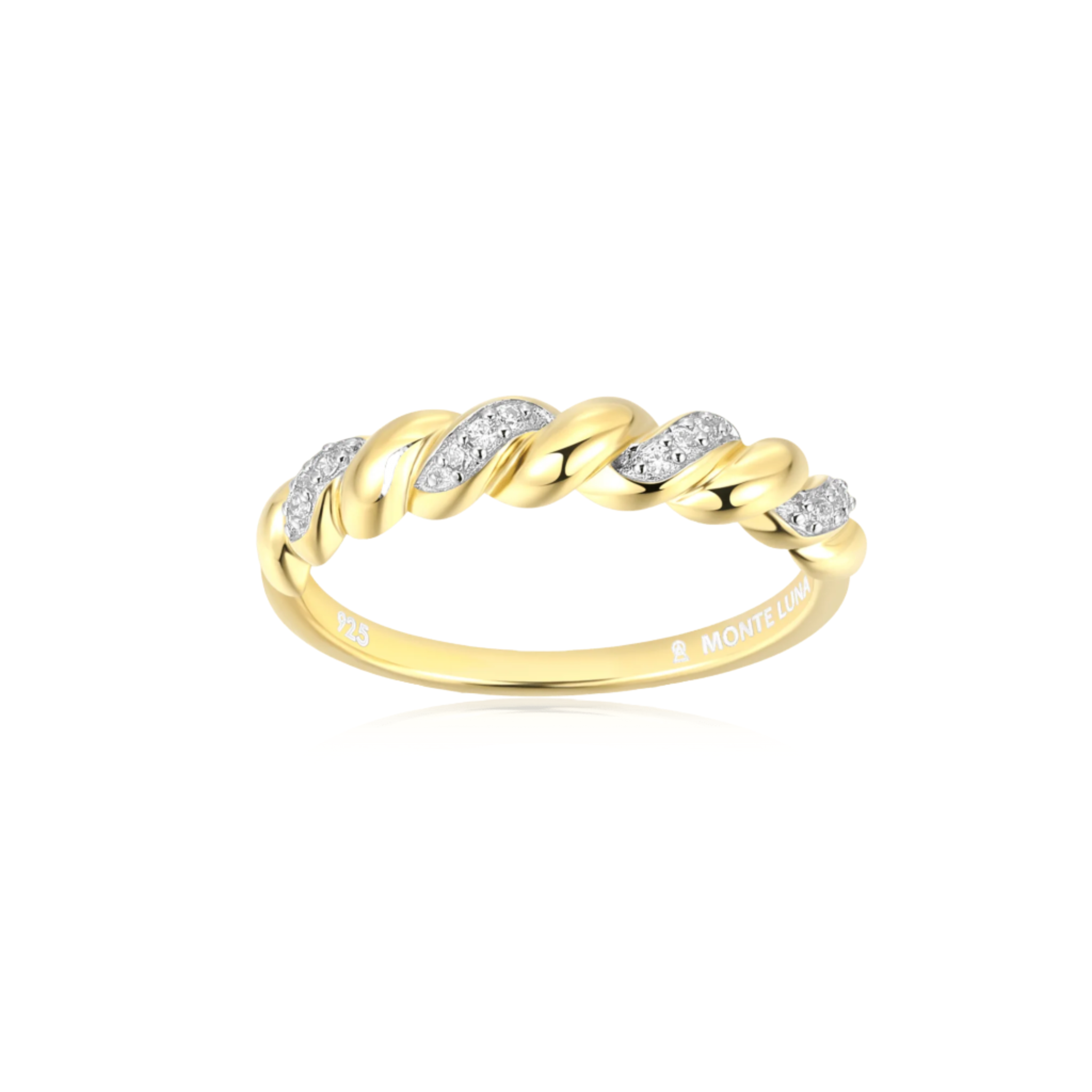 Monte Luna Lab-Grown Diamond Twist Stackable Ring in 18K Yellow Gold-Plated Sterling Silver at Arman's Jewellers Kitchener