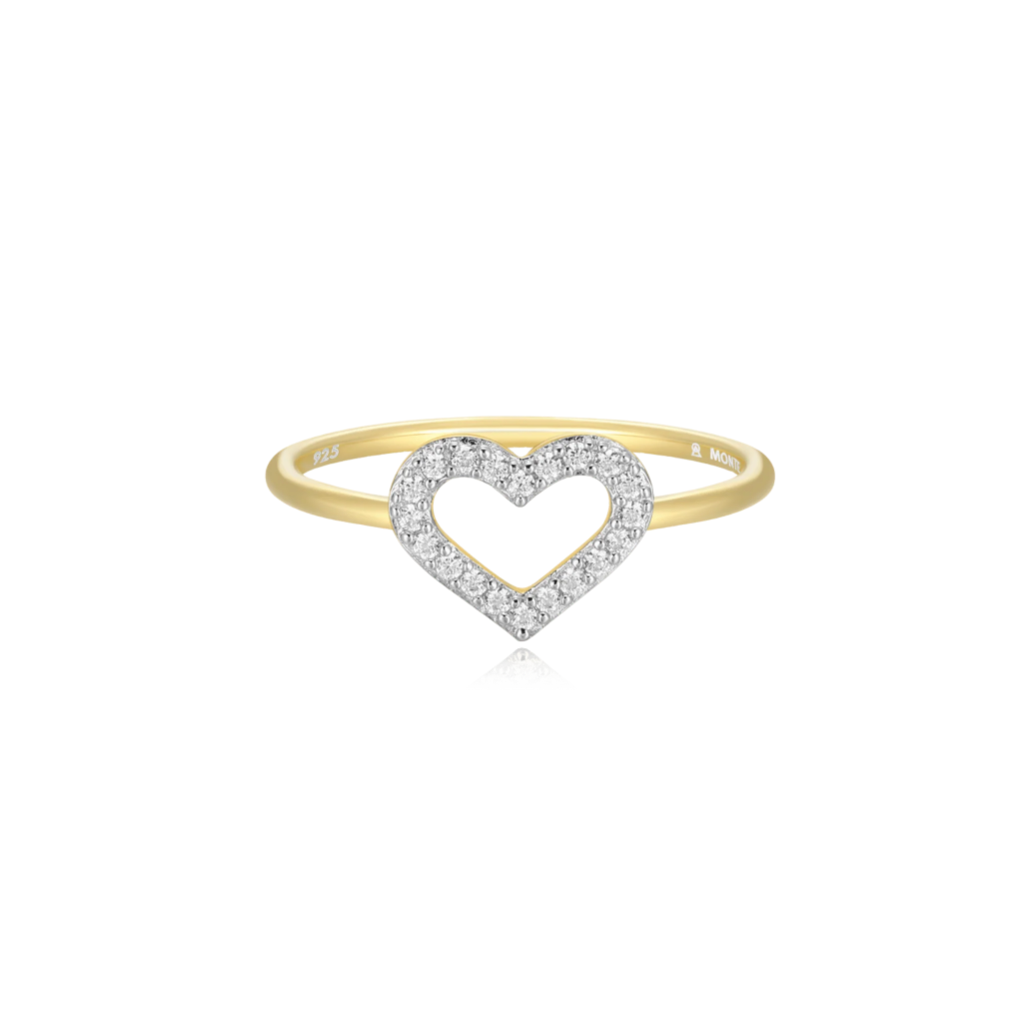 Monte Luna Lab Grown Diamond Open Heart Stackable Ring in 18K Yellow Gold-Plated Sterling Silver Arman's Jewellers Kitchener Waterloo