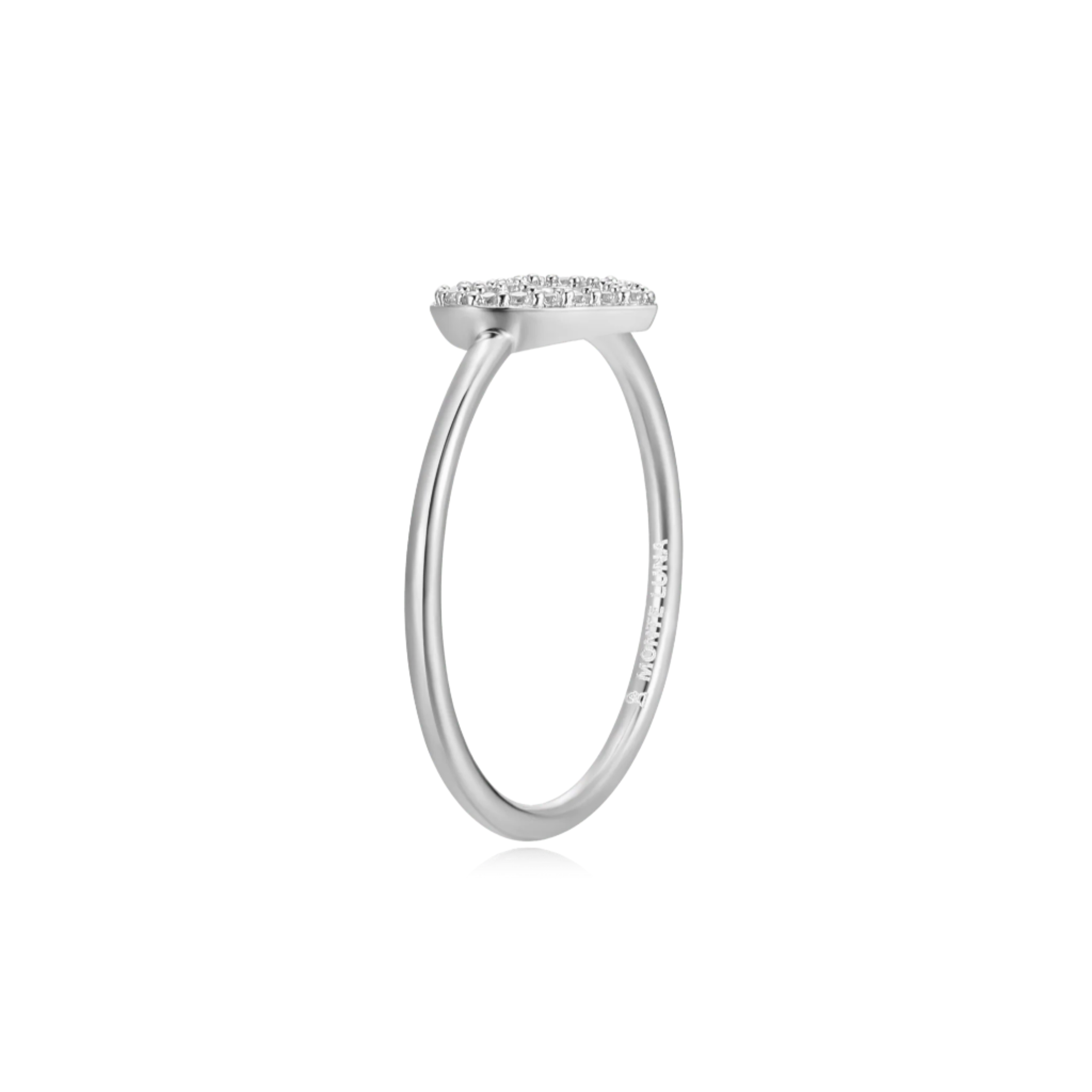 Monte Luna Lab Grown Diamond Open Heart Stackable Ring in Rhodium-Plated Sterling Silver at Arman's Jewellers Kitchener Waterloo