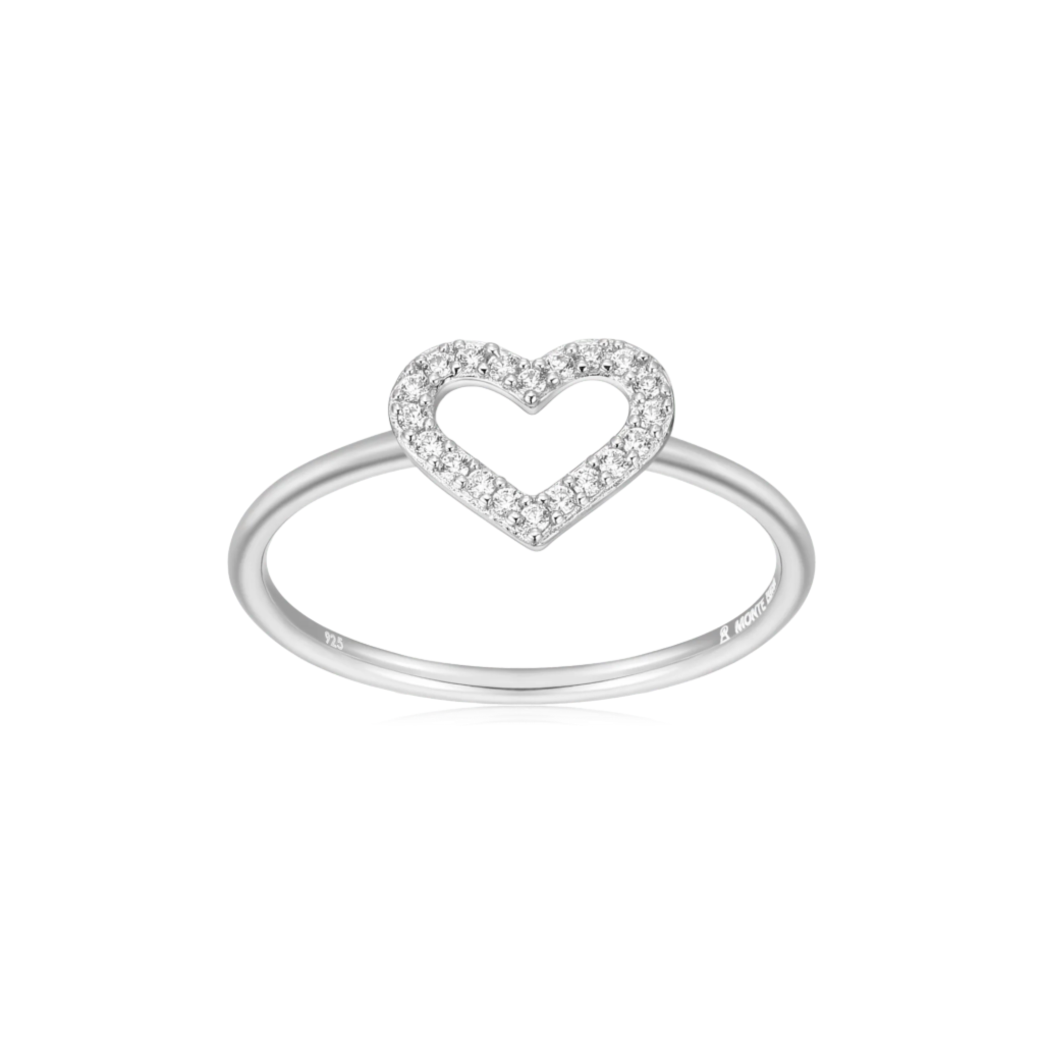 Monte Luna Lab Grown Diamond Open Heart Stackable Ring in Rhodium-Plated Sterling Silver at Arman's Jewellers Kitchener Waterloo