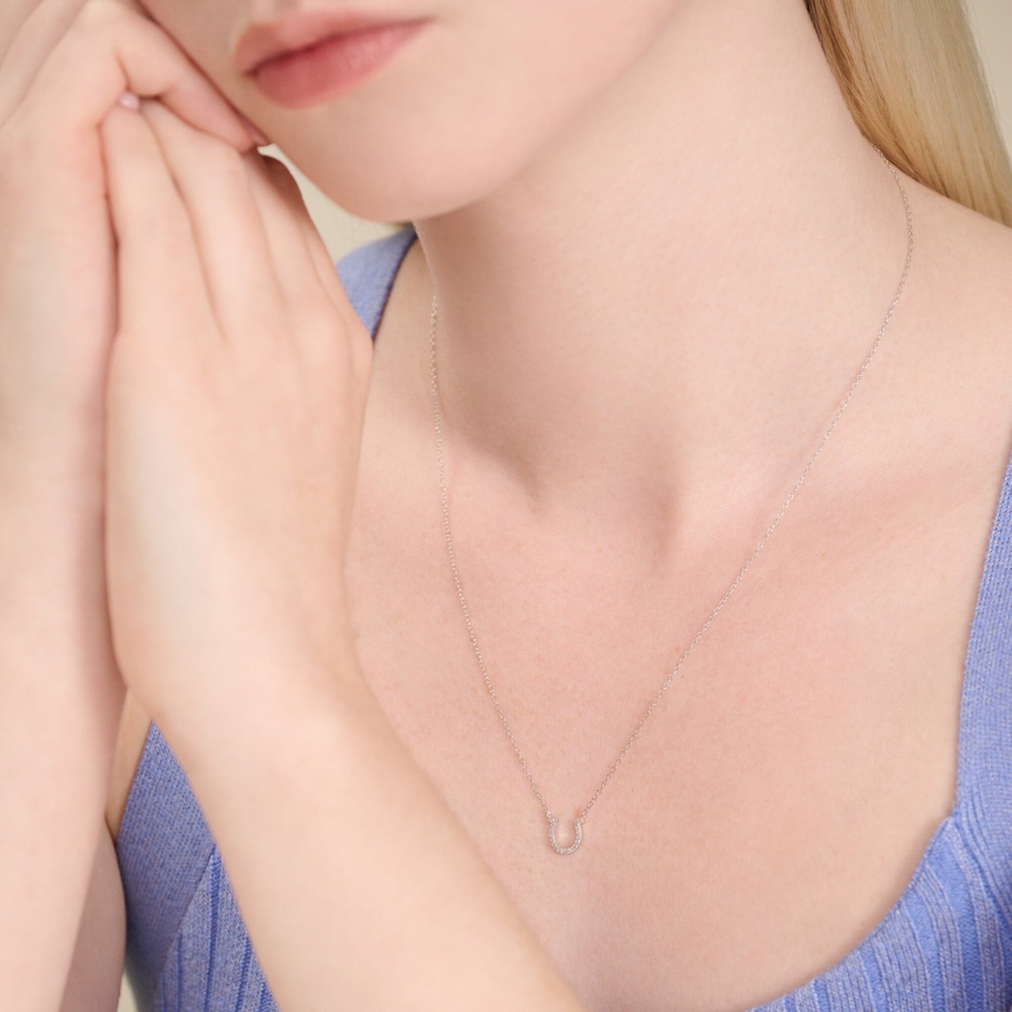 Monte Luna lab-created diamond rhodium-plated sterling silver lucky horseshoe necklace at Arman's Jewellers Kitchener Waterloo