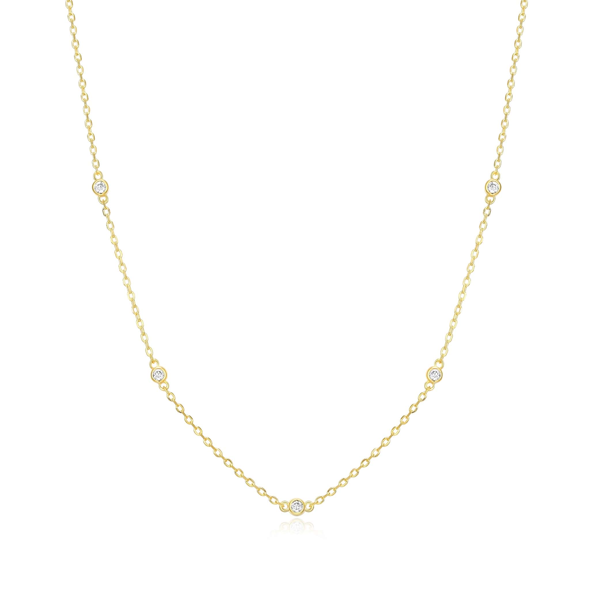 Monte Luna Lab-Grown Bezel Station Necklace in 18K Yellow Gold-Plated Sterling Silver at Arman's Jewellers Kitchener